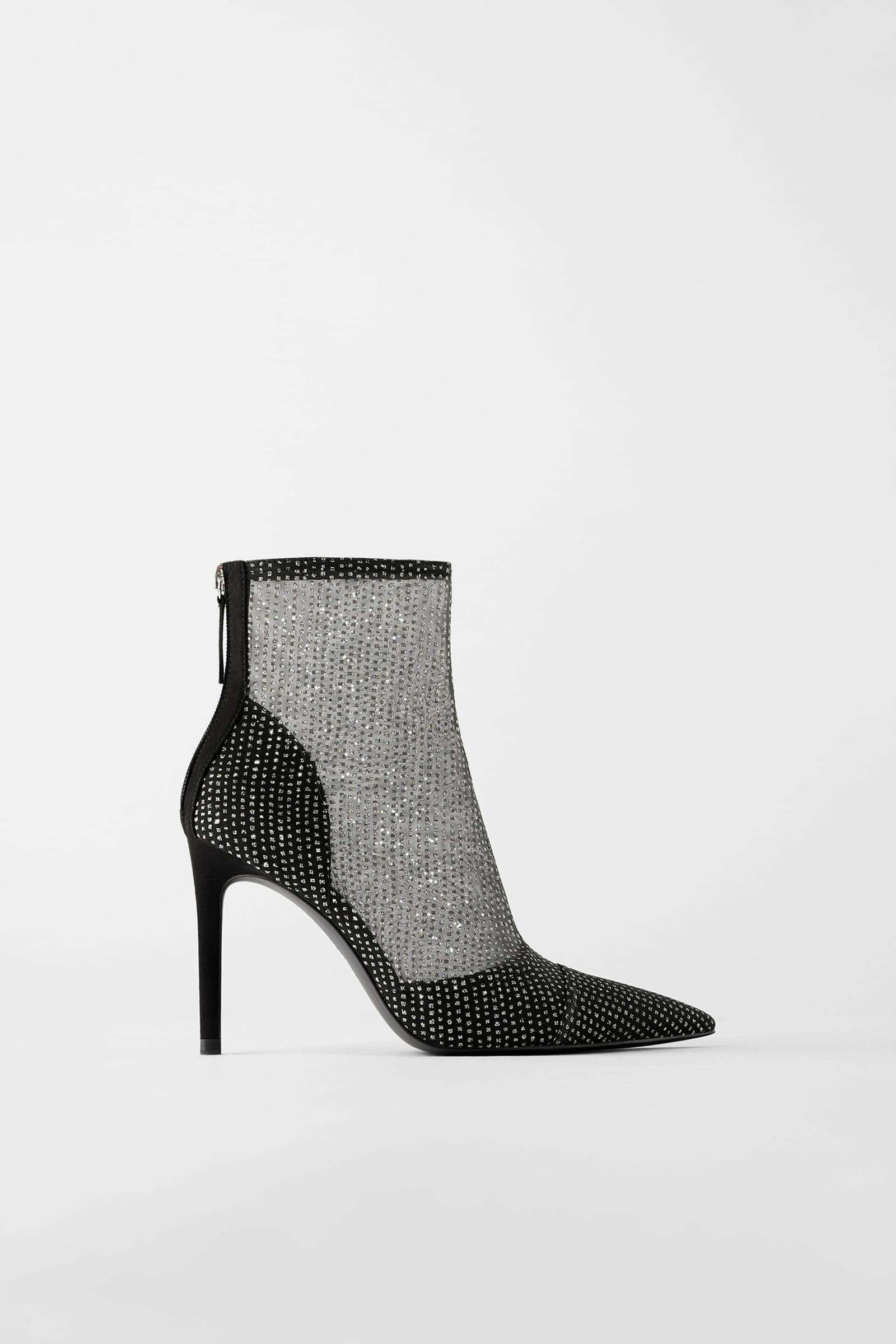 Botín tacón rejilla brillo @ZARA