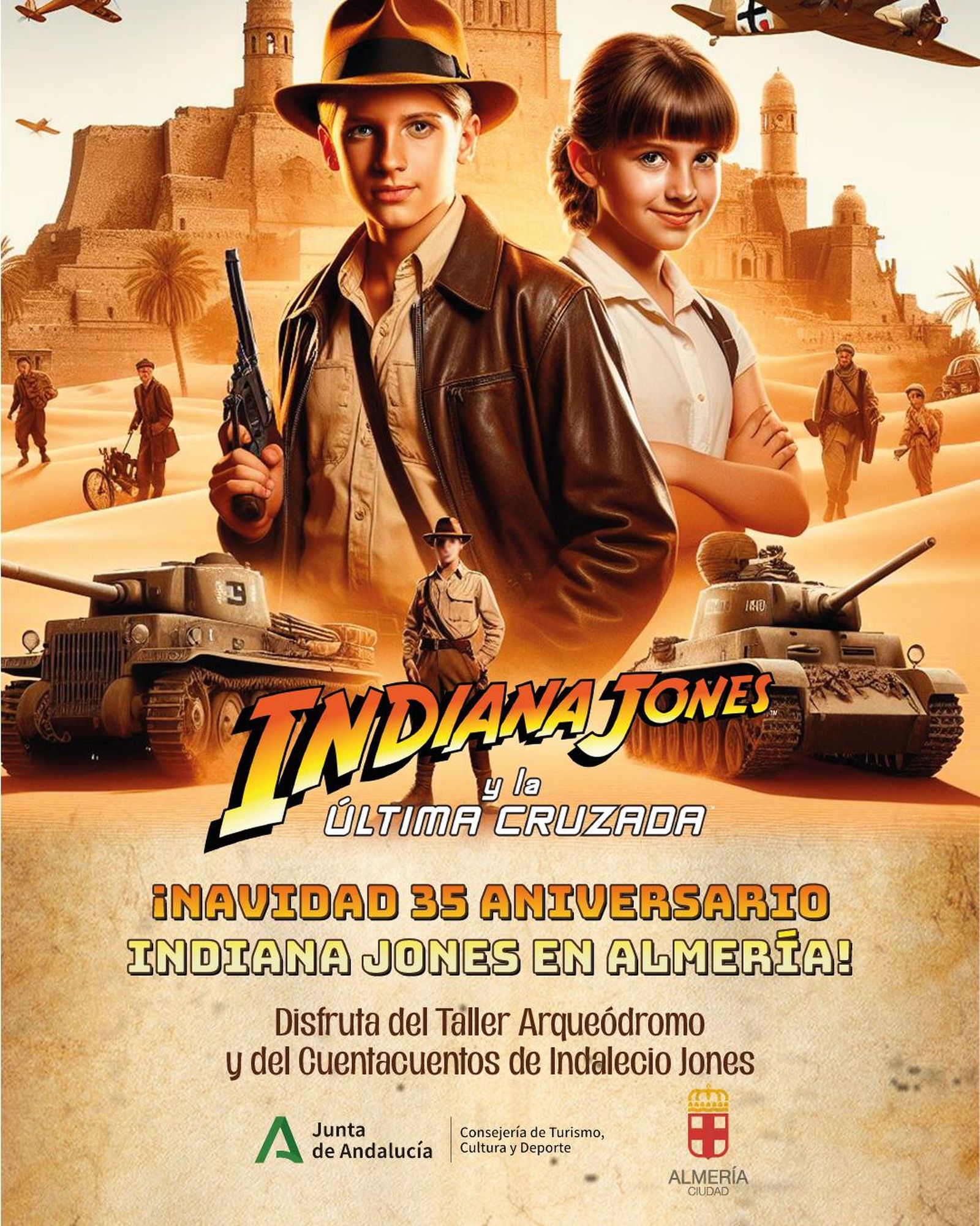 Cartel de la actividad en torno a Indiana Jones.