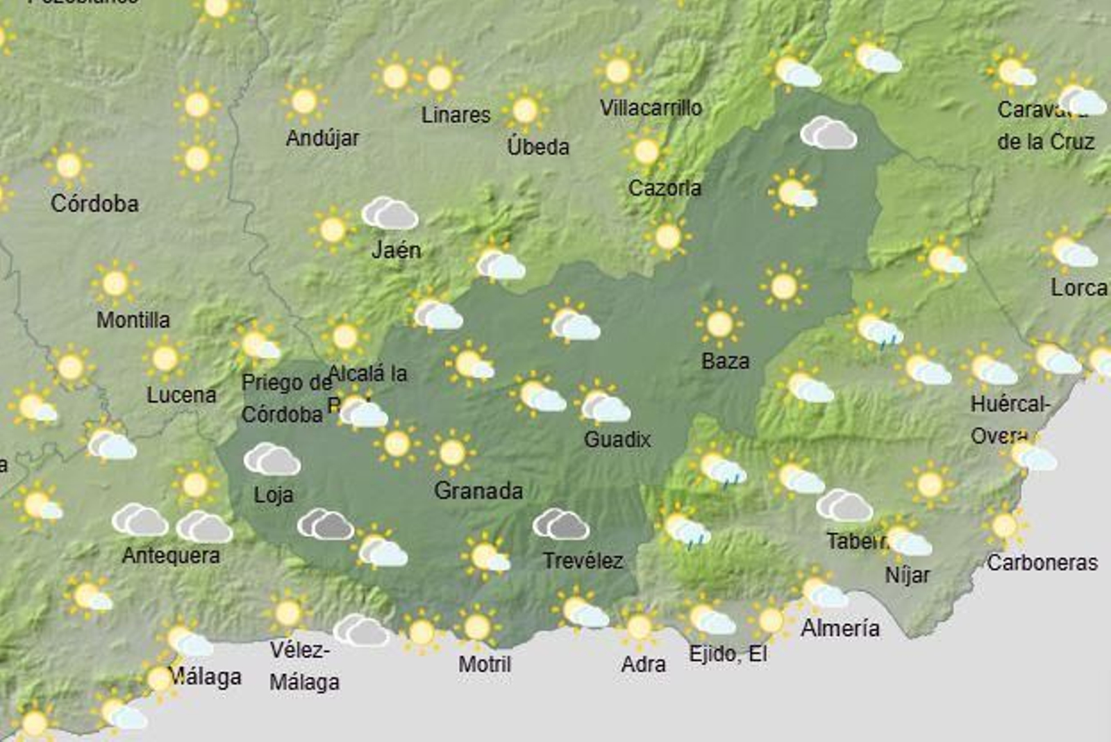 Algunas nubes se dejarán notar en la provincia de Granada
