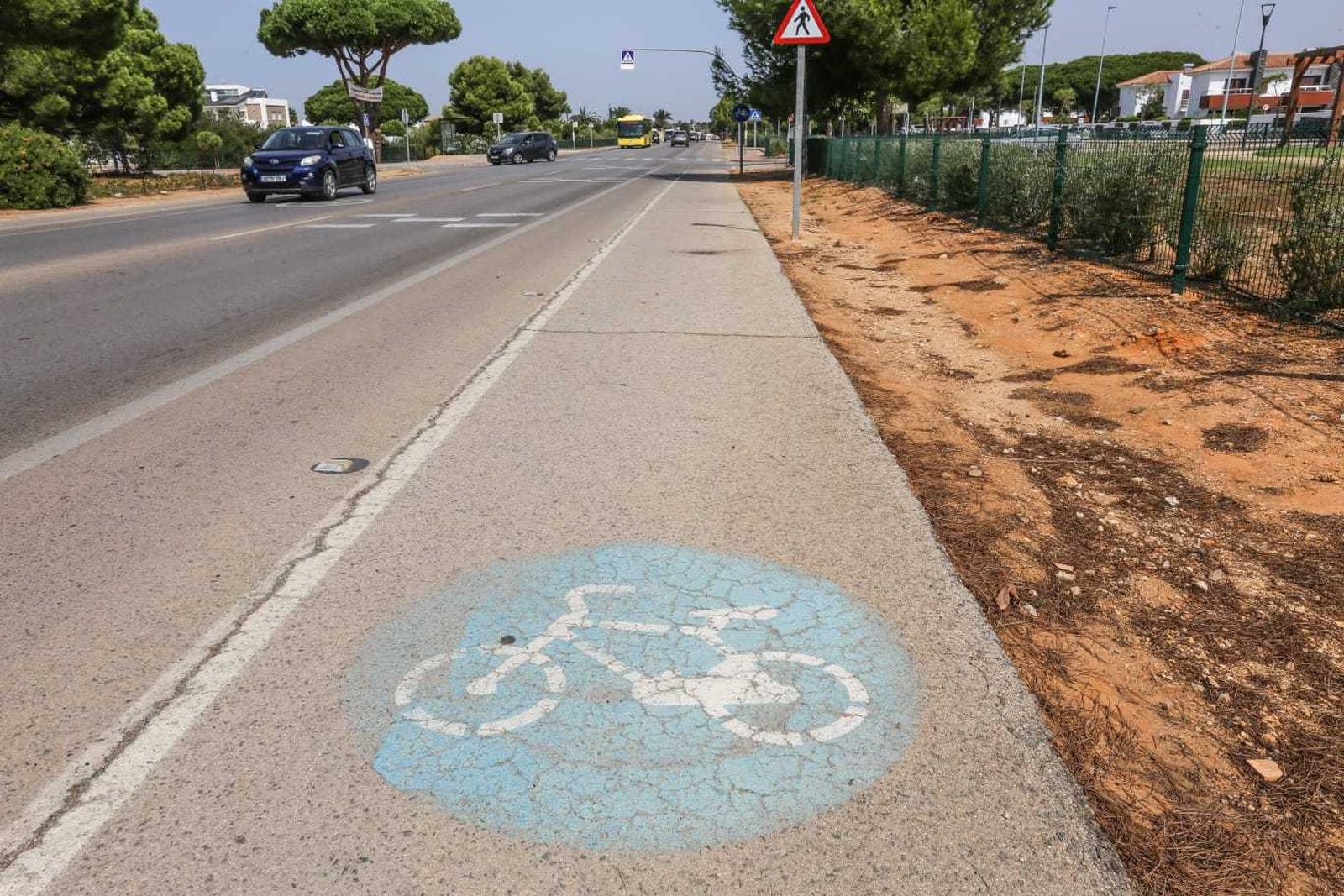 Un tramo de carril bici en Chiclana.