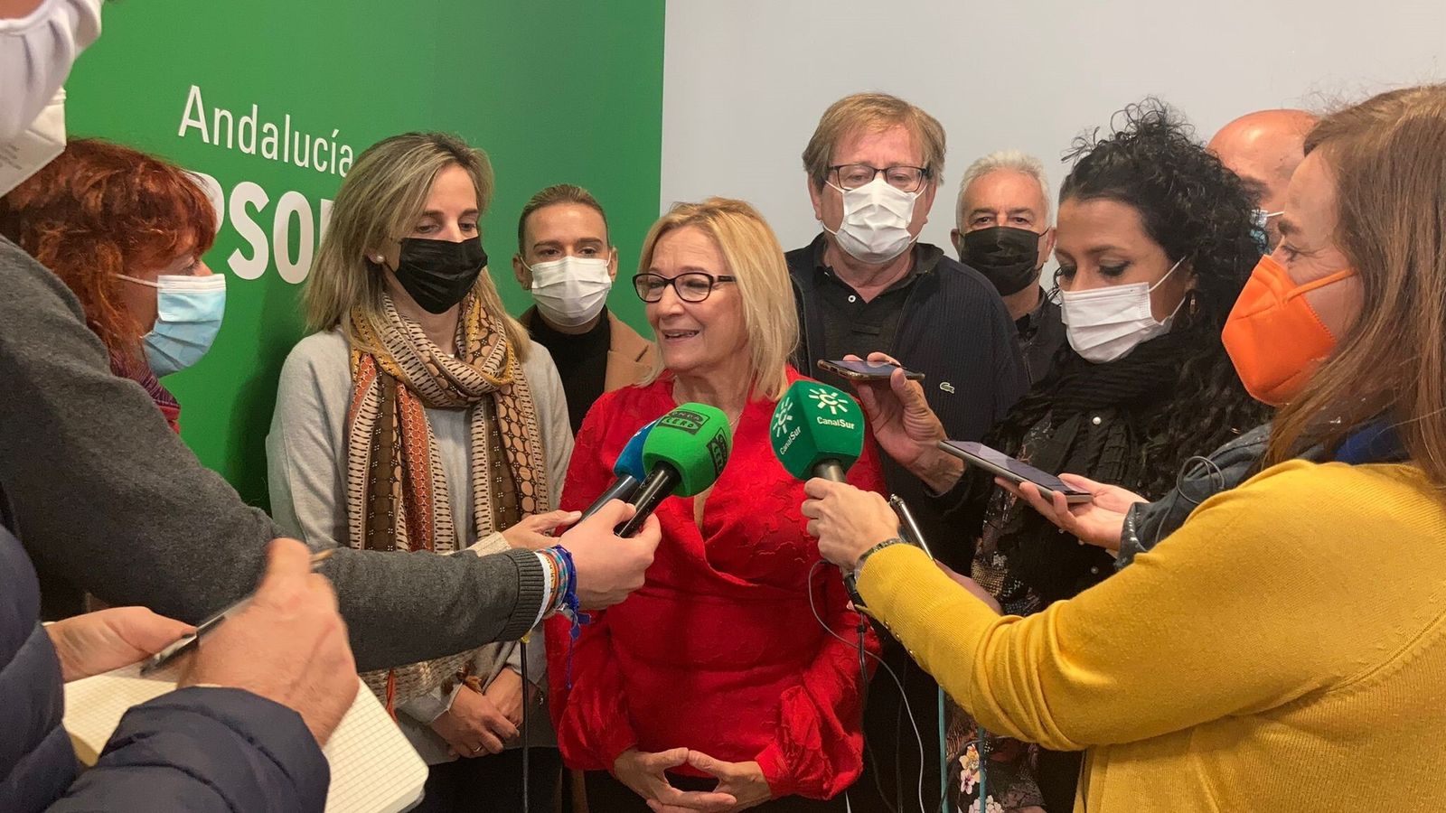 Carmen Tovar en la sede del PSOE de Sevilla, este lunes.