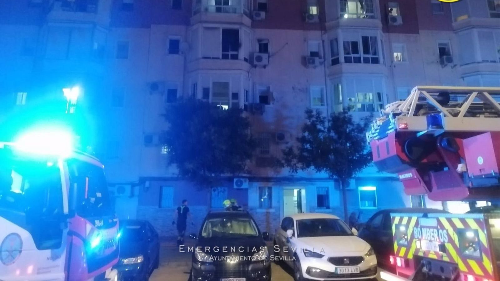 Imagen del bloque incendiado