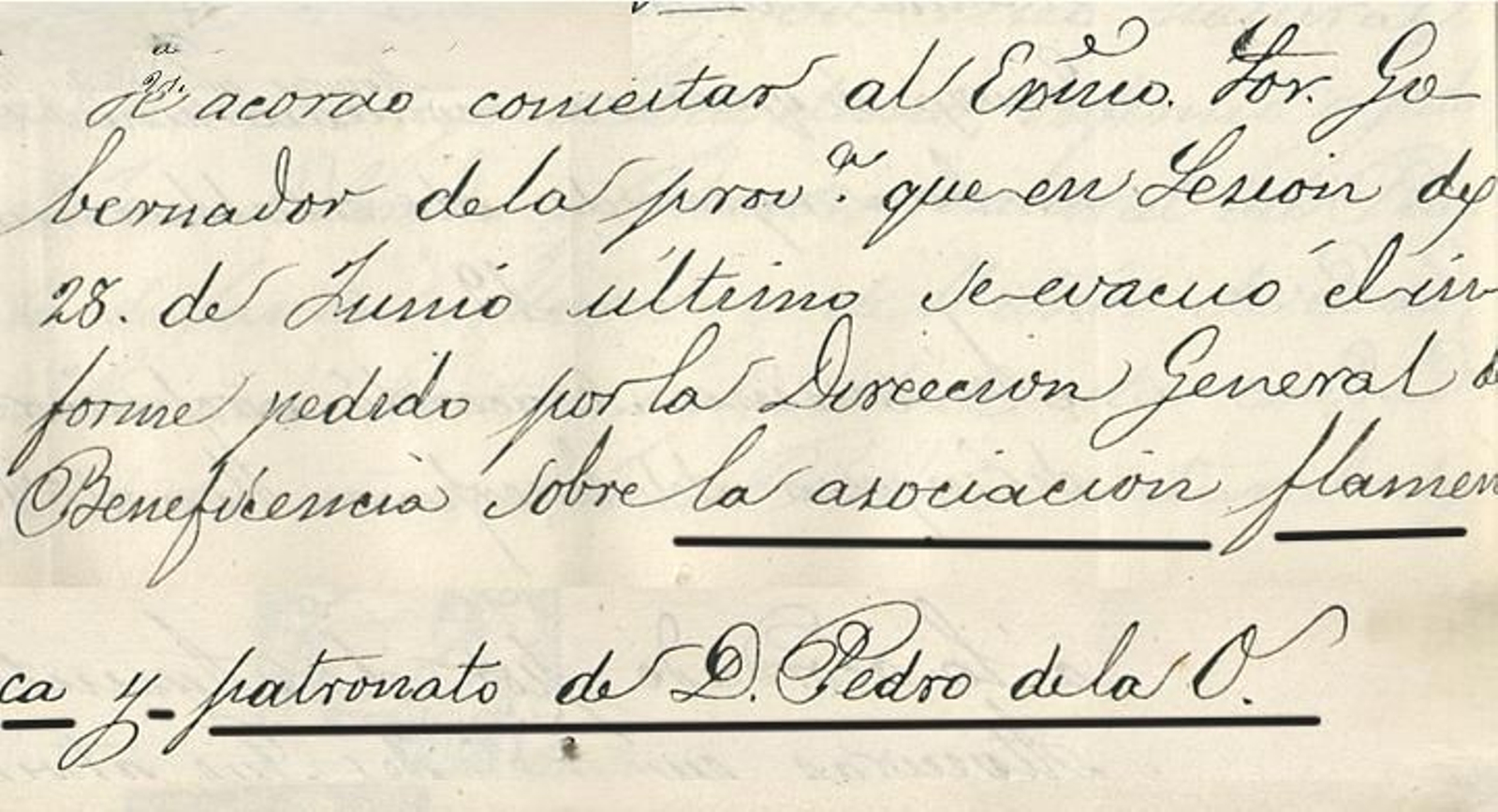 La asociación flamenca Pedro de la O presentó su informe en tiempo y forma (1871).