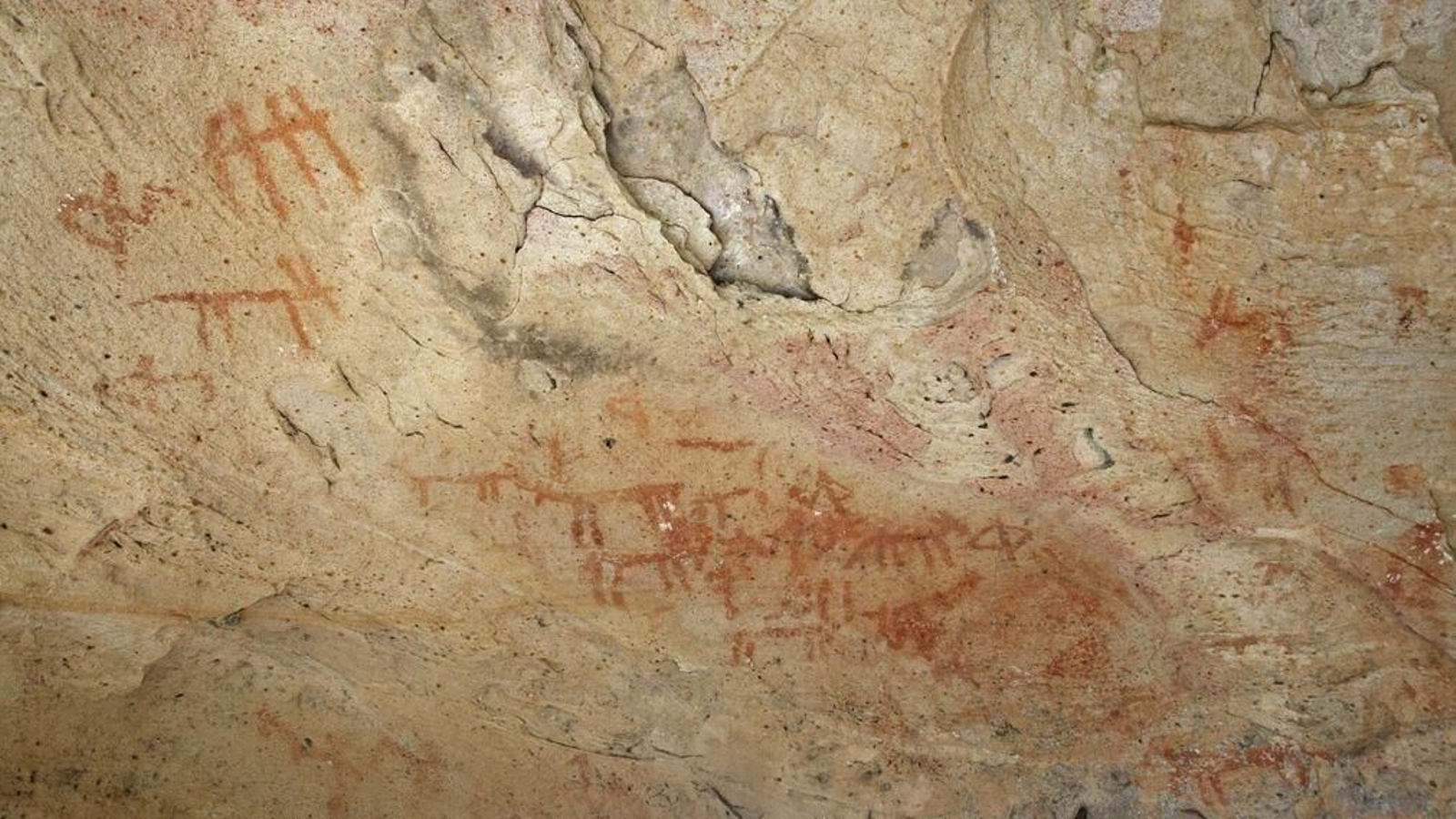 Uno de los paneles con pinturas prehistóricas.