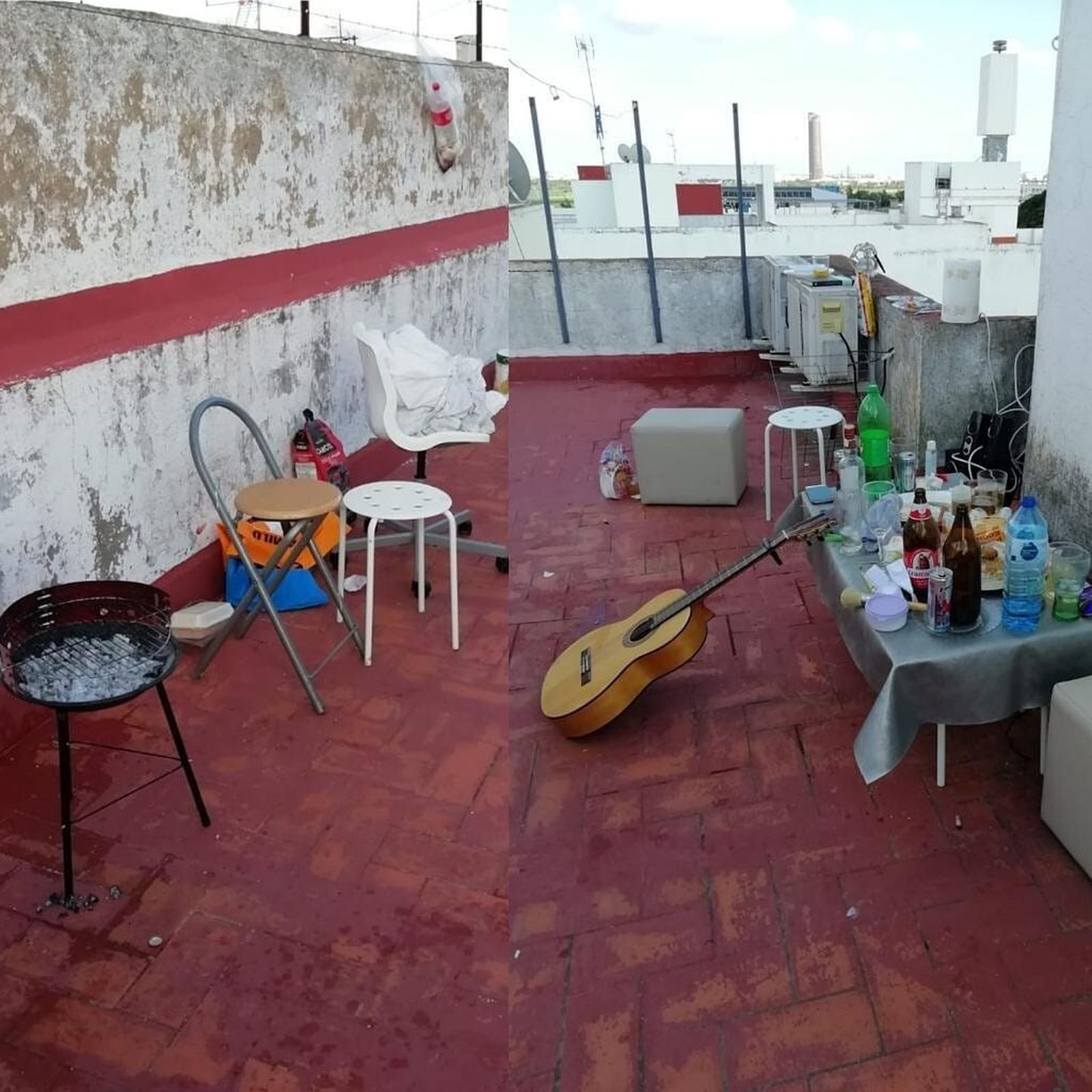 La azotea donde se celebraba la barbacoa el pasado fin de semana en Camas.