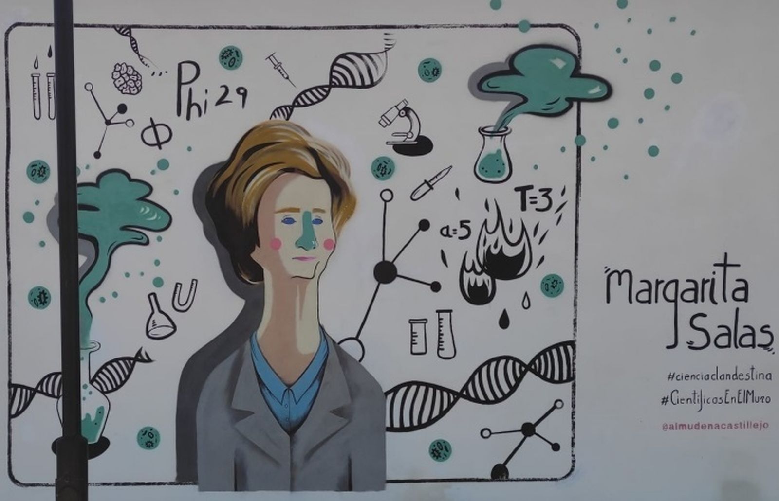Mural que recuerda la figura de la investigadora Margarita Salas.