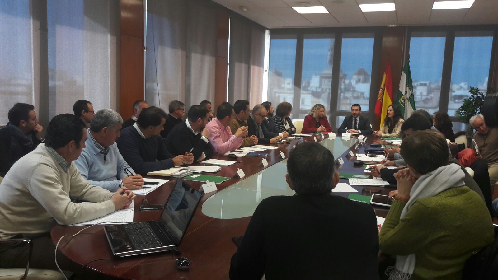 Instante de la reunión mantenida ayer en la sede de la Junta en Cádiz.