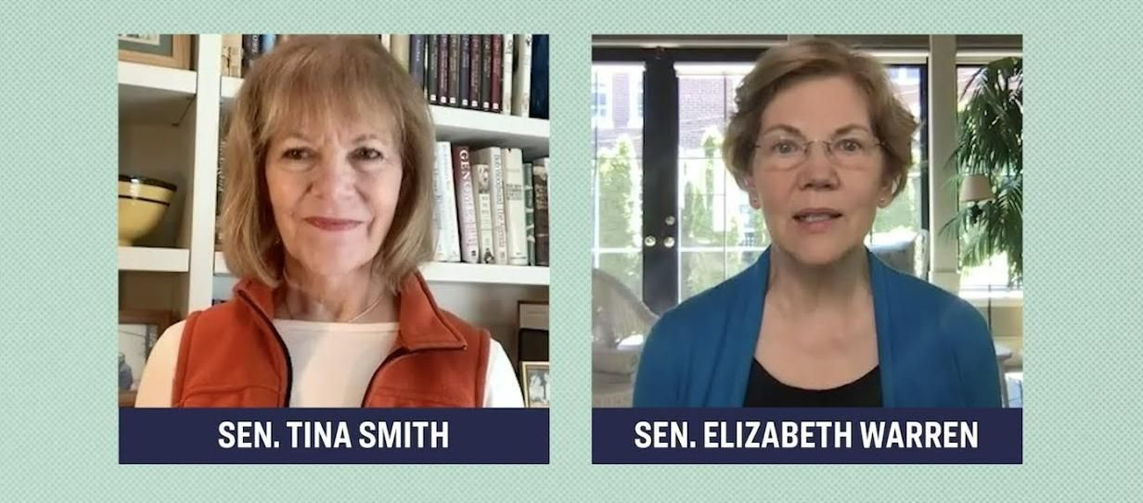 Las senadoras demócratas Elizabeth Warren y Tina Smith