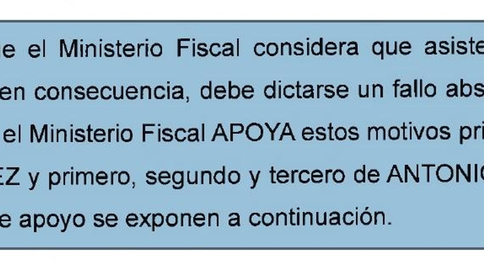 El escrito del fiscal en el que "APOYA" con mayúsculas los recursos de los ex altos cargos.