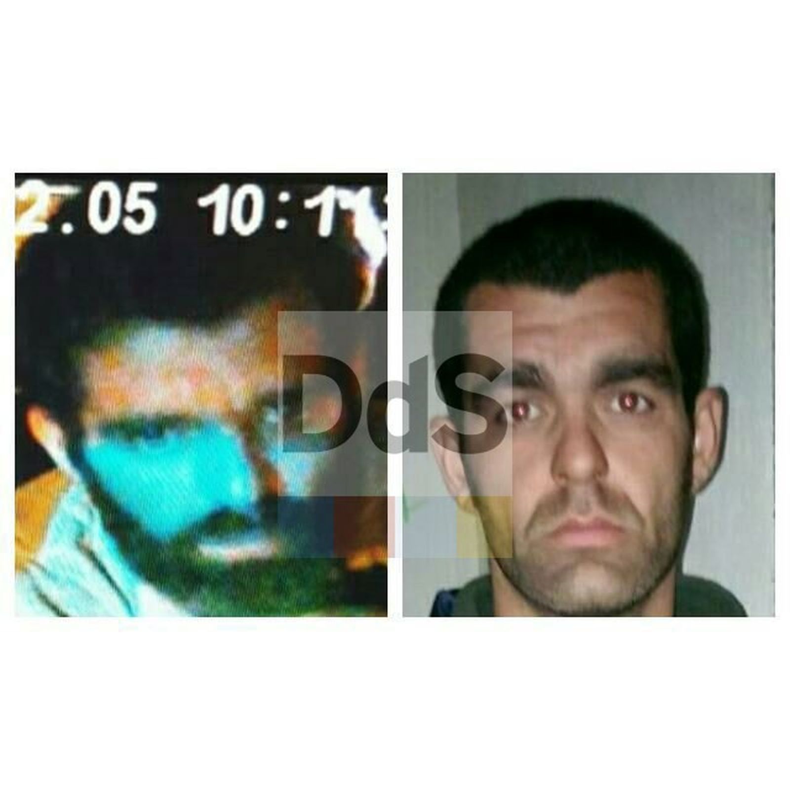 Juan C. A., grabado por la cámara del taxi que atracó (izda), y en una imagen policial (dcha).