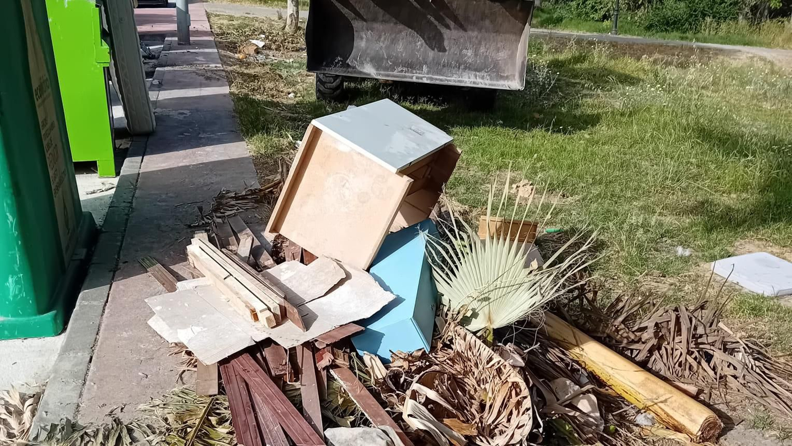 Enseres y restos de poda retirados por los trabajadores municipales.