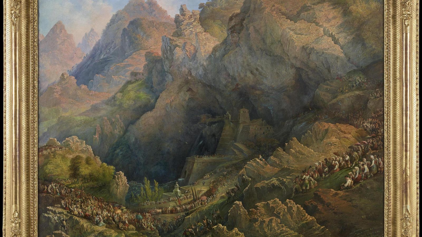 'Una procesión en Covadonga', 1851, el paisaje más romántico y sobrecogedor de Villaamil. / PATRIMONIO NACIONAL