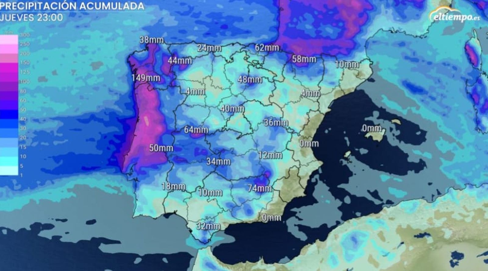 Precipitaciones que va a dejar la borrasca Nils en Andalucía según los expertos.