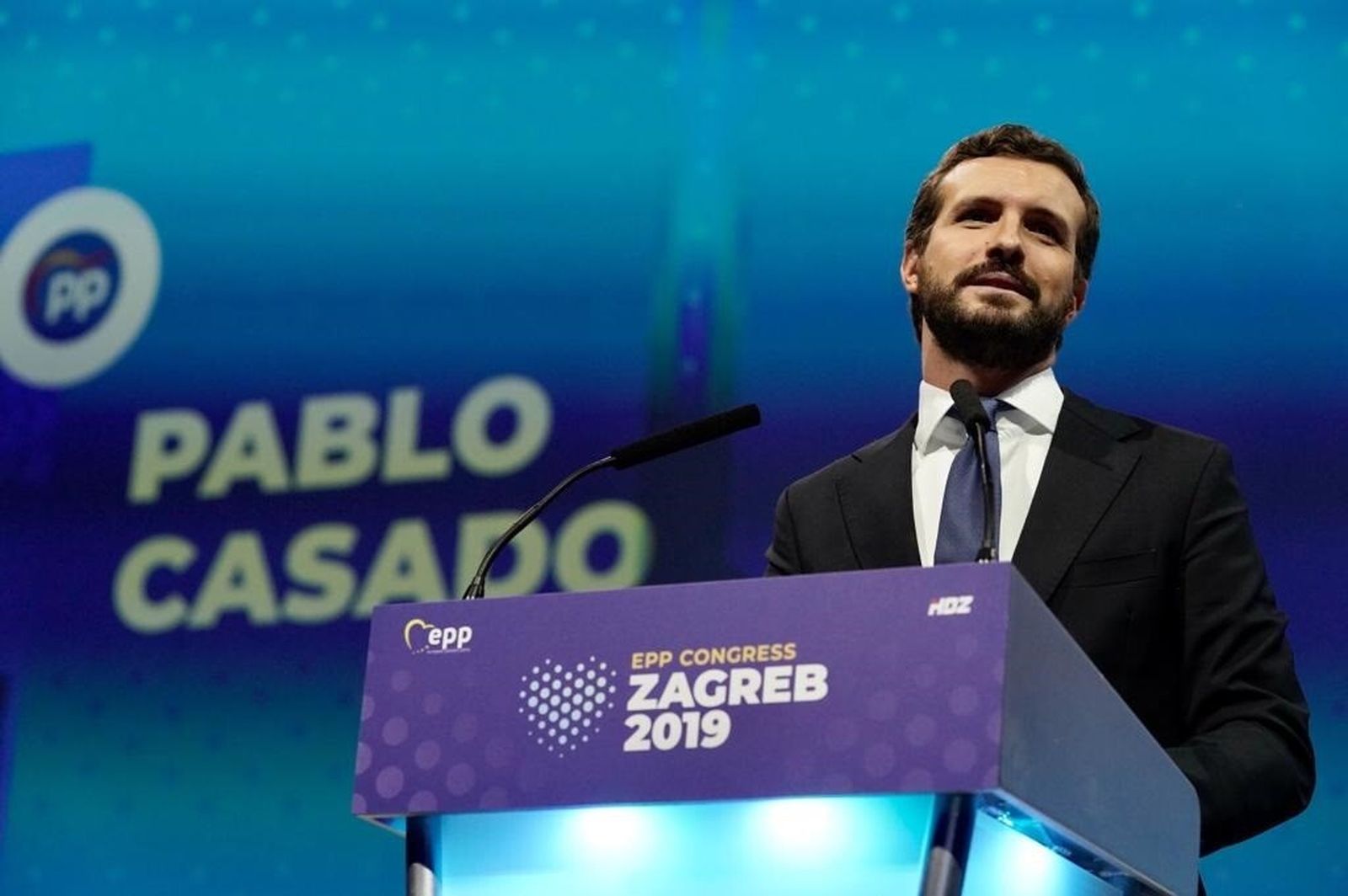 Pablo Casado durante el congreso del Partido Popular Europeo en noviembre de 2019 en Zagreb.