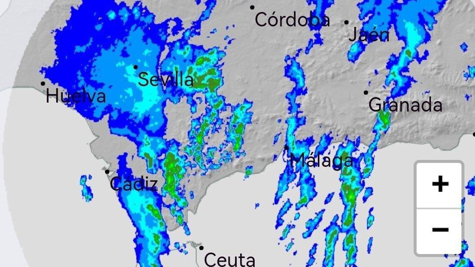 Plano de precipitaciones en la provincia de Cádiz
