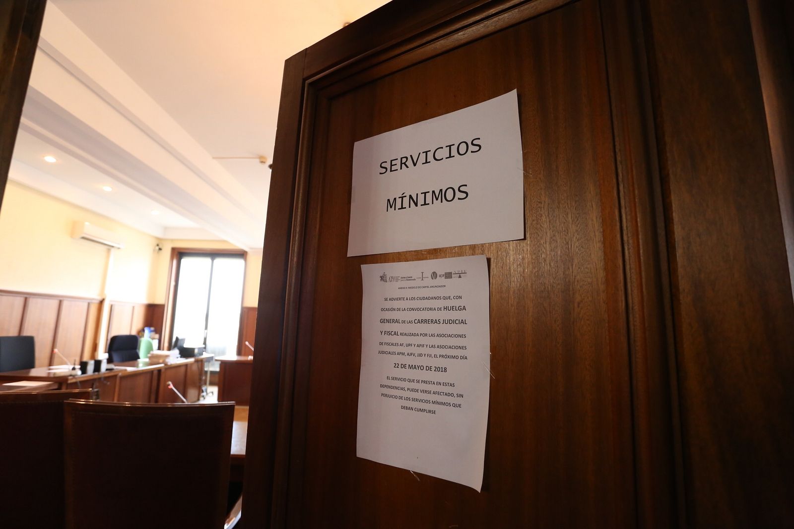 Una sala de vistas de la Audiencia de Sevilla.
