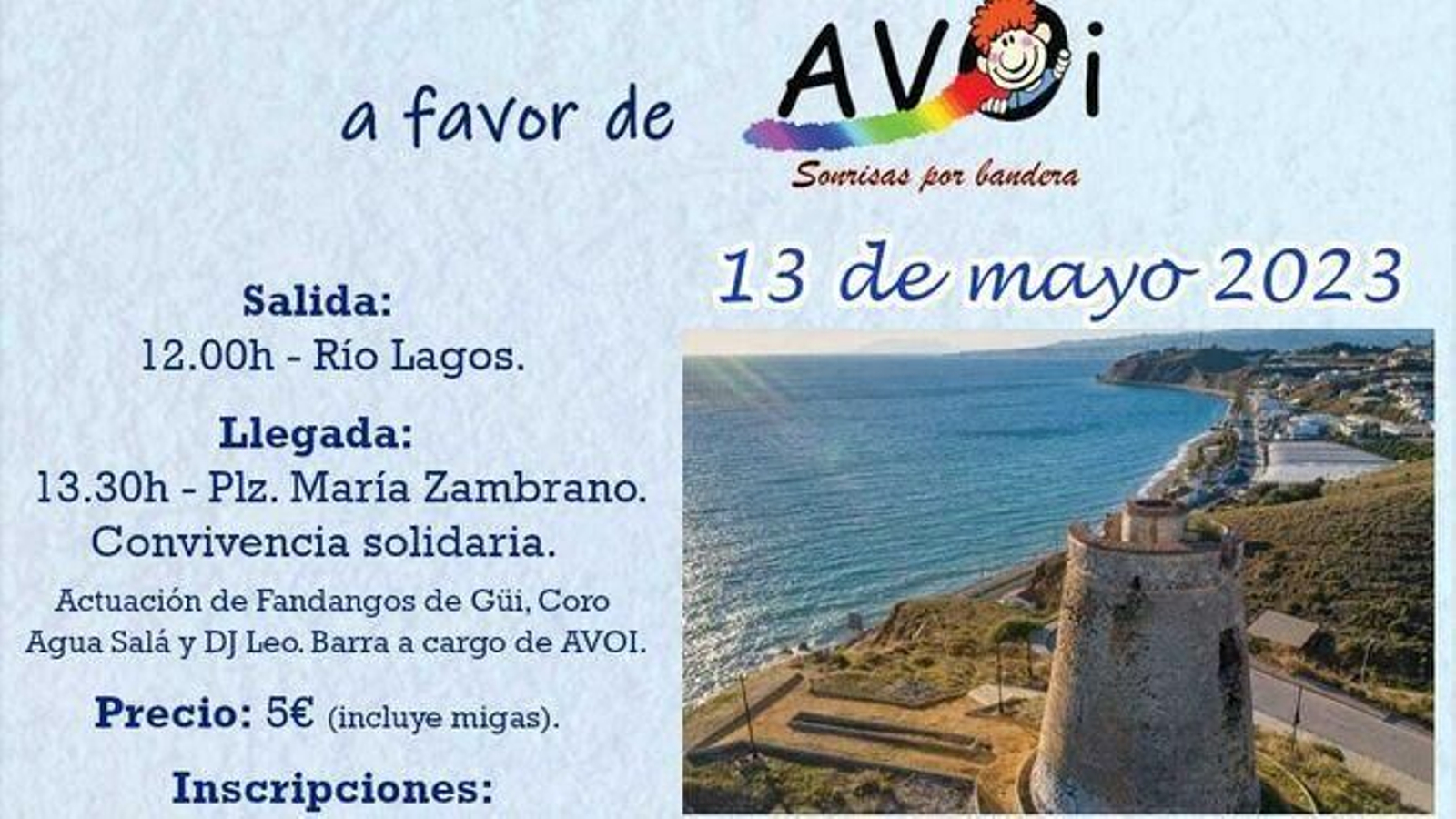 El Morche y Lagos celebran su 'hermanamiento' con una marcha solidaria a favor de AVOI este sábado 13 de mayo El Morche y Lagos celebran su 'hermanamiento' con una marcha solidaria a favor de AVOI este sábado 13 de mayo
