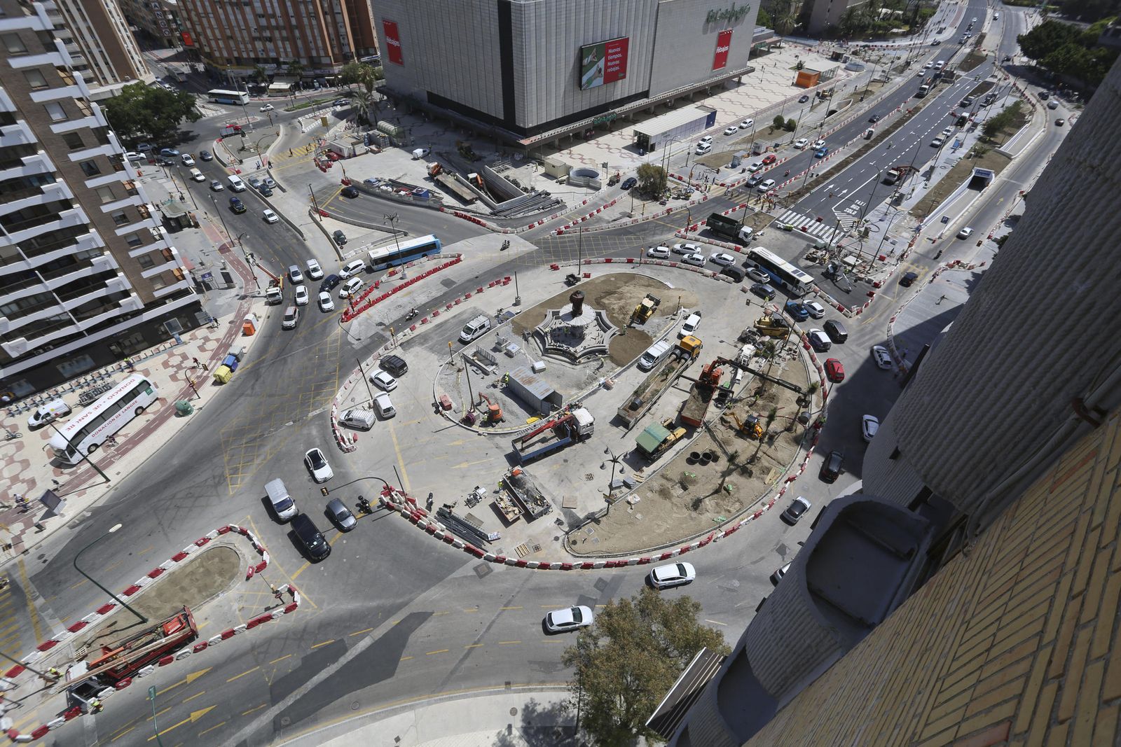 Fotos de la reurbanización del Metro de Málaga, a vista de pájaro.