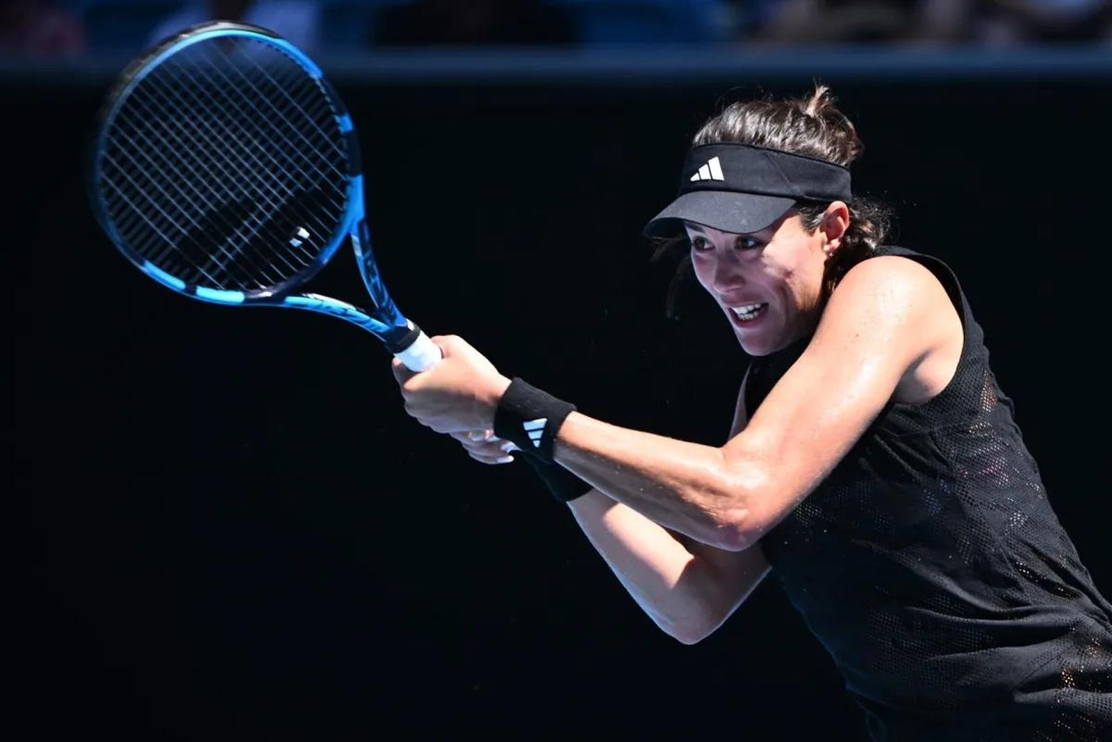 Garbiñe Muguruza, durante su partido contra Mertens.