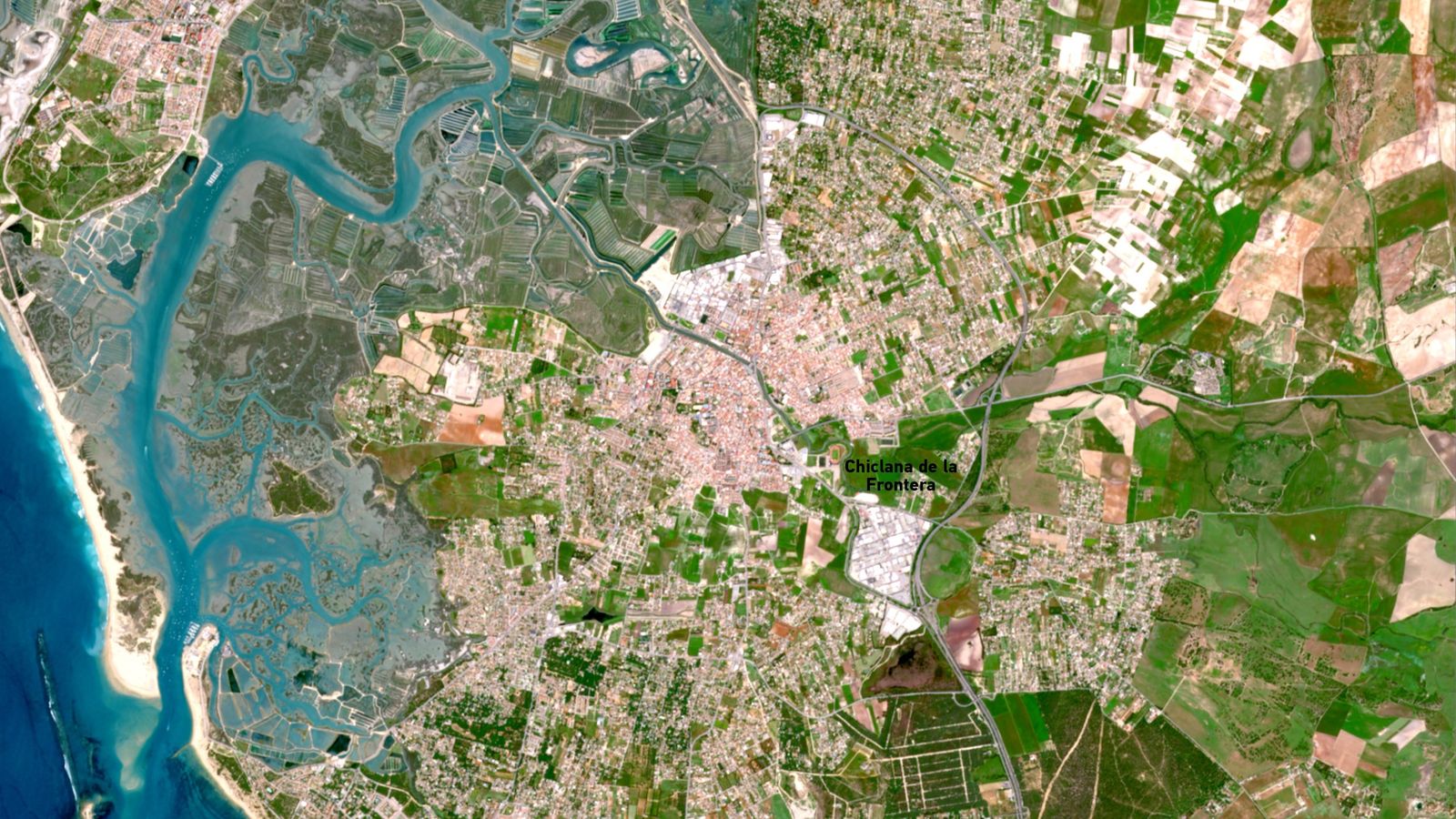 Vista de Chiclana desde el satélite
