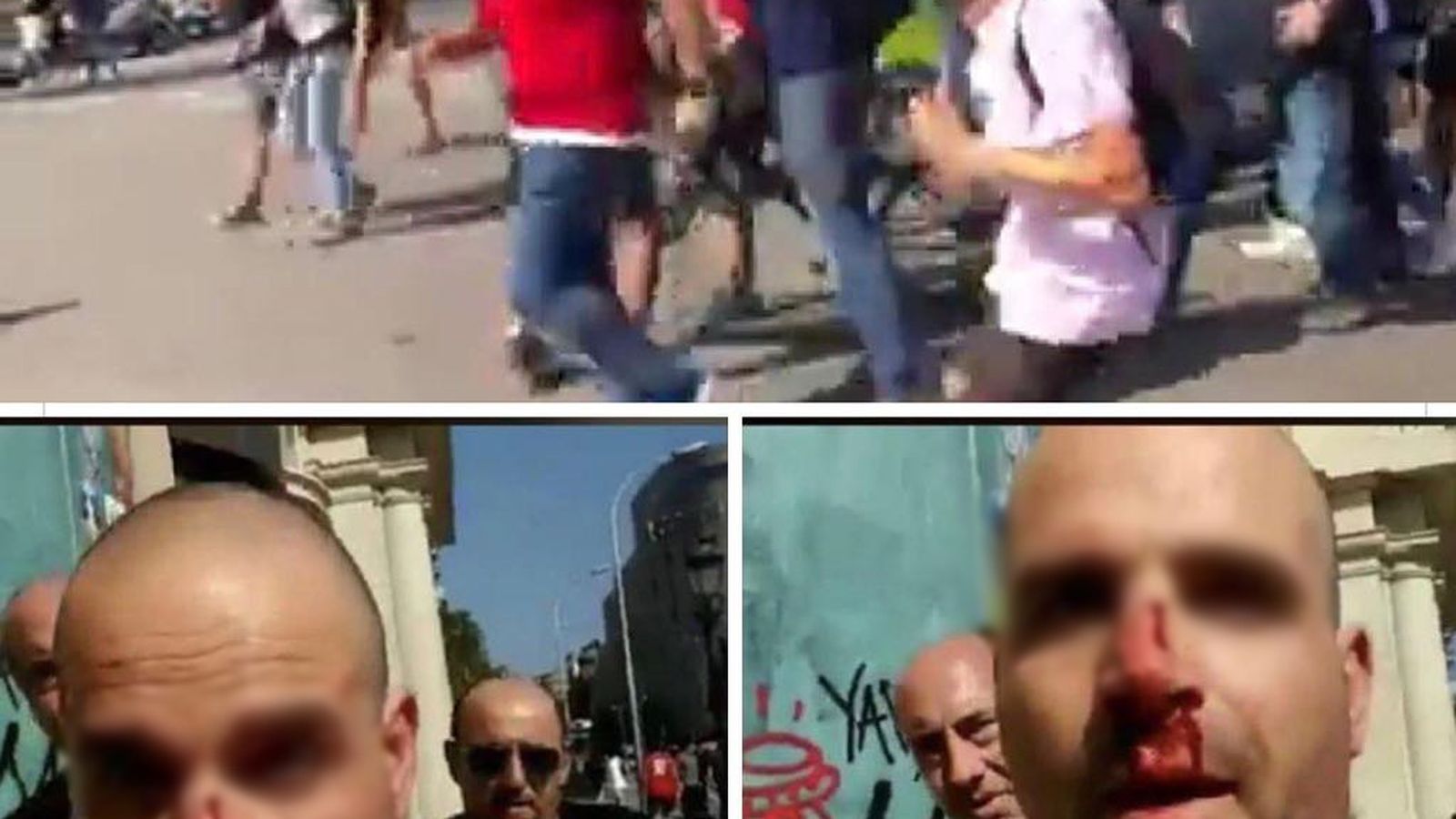 Secuencia del ataque al policía sevillano en la manifestación en Barcelona.