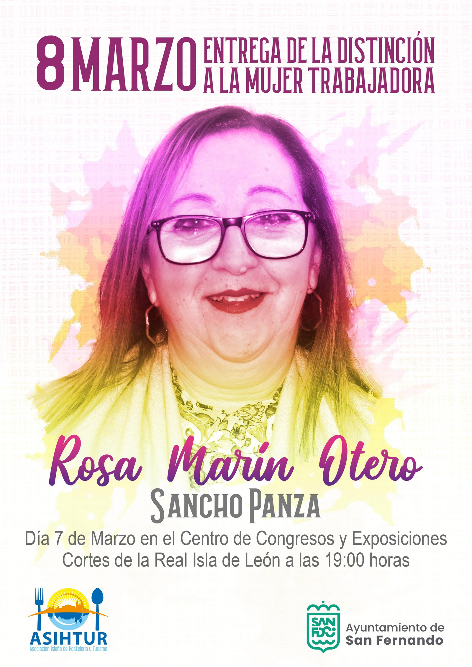 Cartel editado por Asihtur para anunciar la entrega del reconocimiento a Rosa Marín.