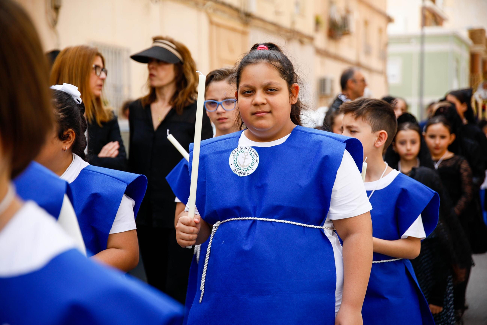 Las imágenes del CEIP San Fernando de El Zapillo de la ciudad de Almería en procesión en el viernes de dolores