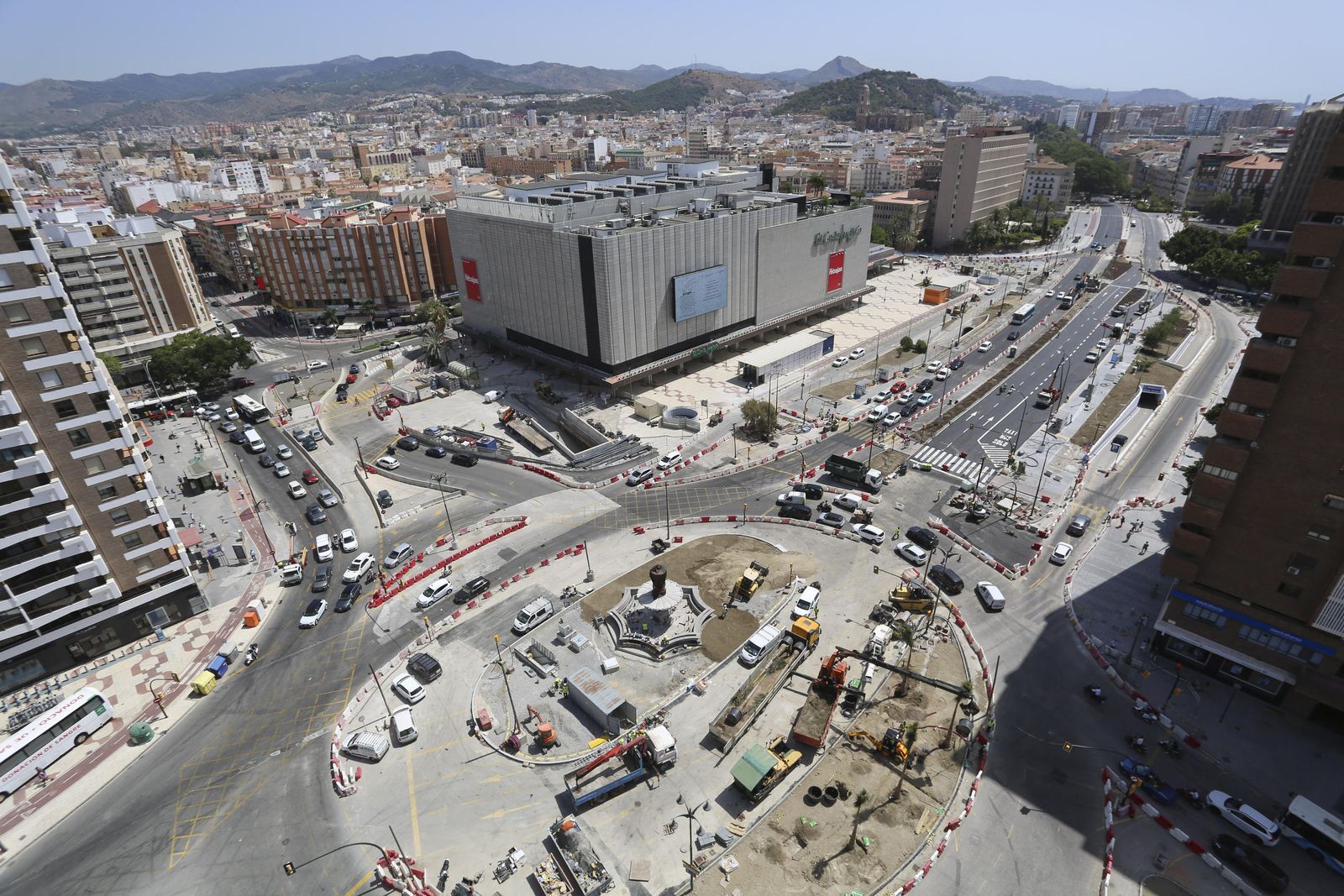 Fotos de la reurbanización del Metro de Málaga, a vista de pájaro.