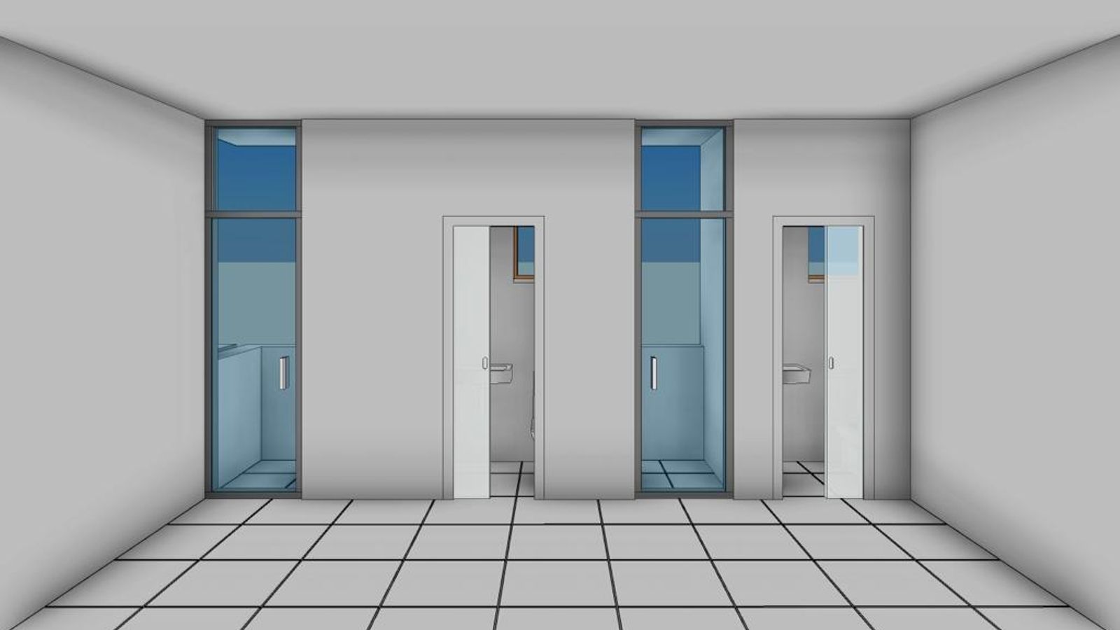 Zona de baños y armarios proyectada.