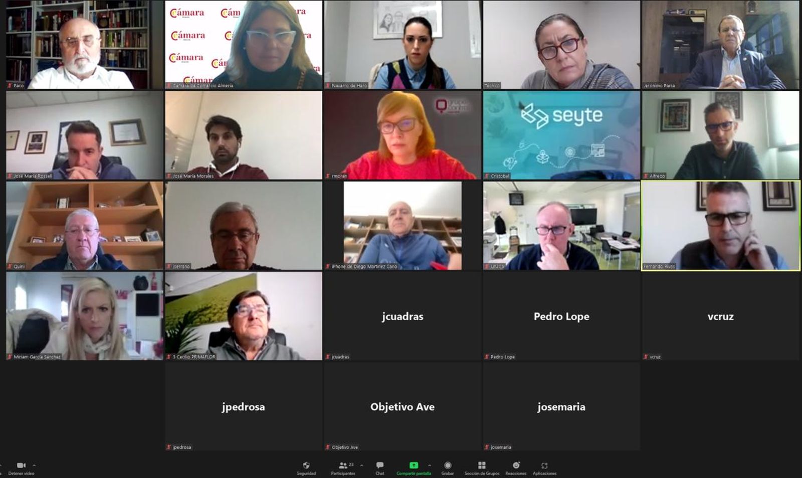 En cuentro online con motivo 'Objetivo Almería AVE-Corredor Mediterráneo'