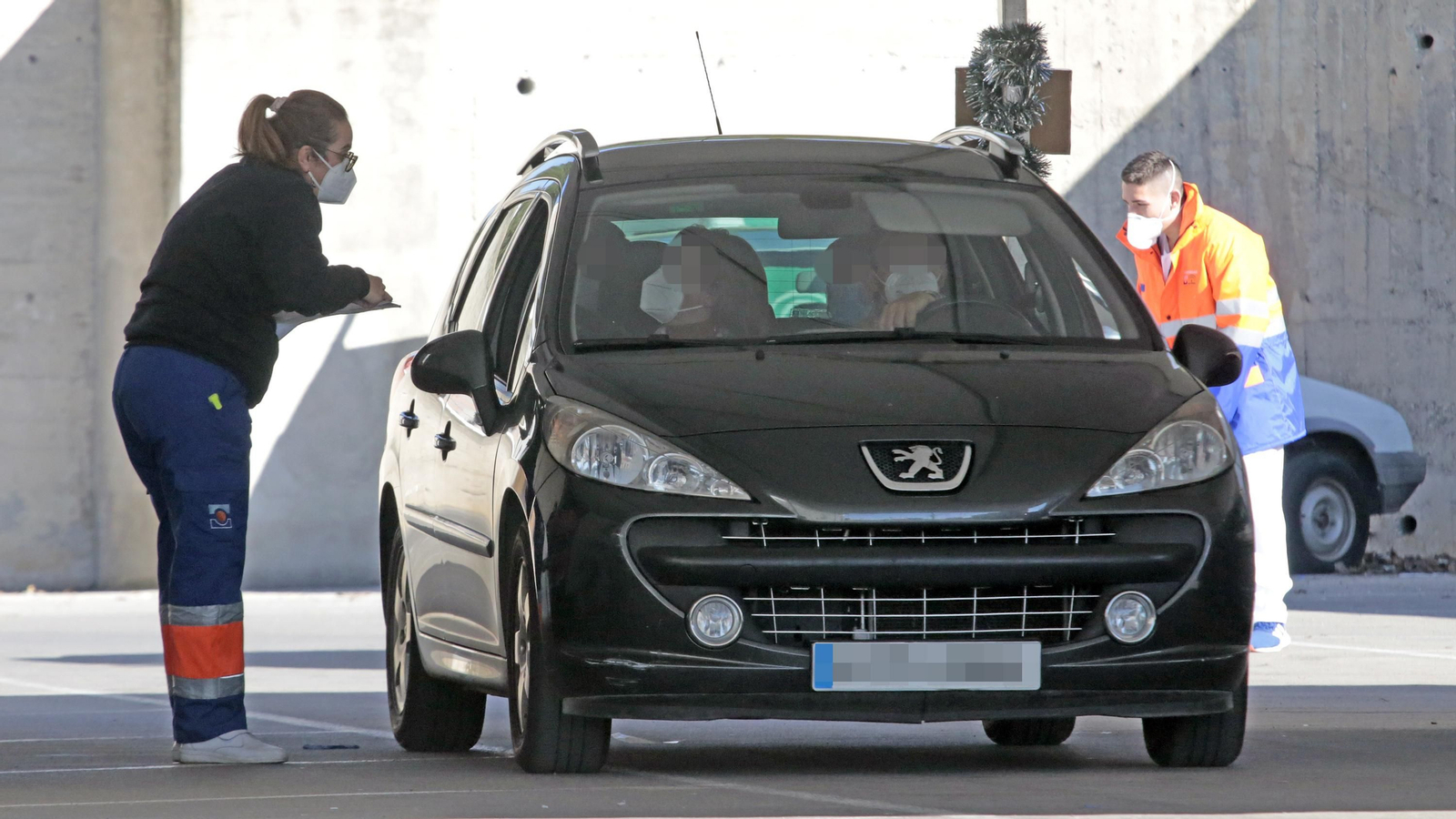 Una imagen de la zona de autocovid del hospital de hace unos días.