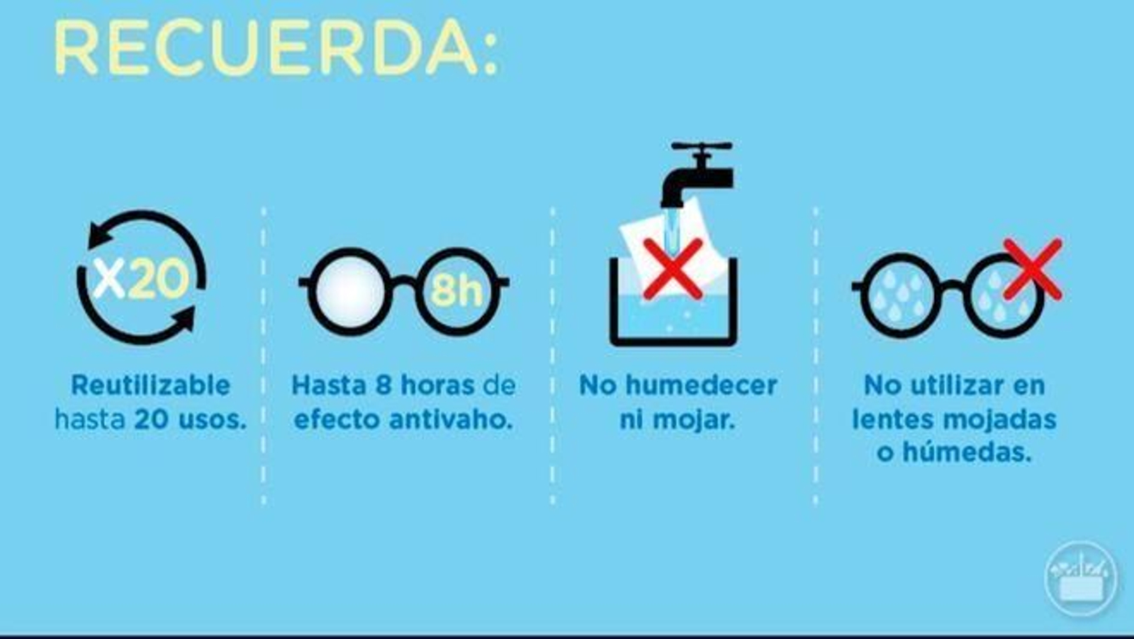 Modo de uso de las mascarillas antivaho de Mercadona.
