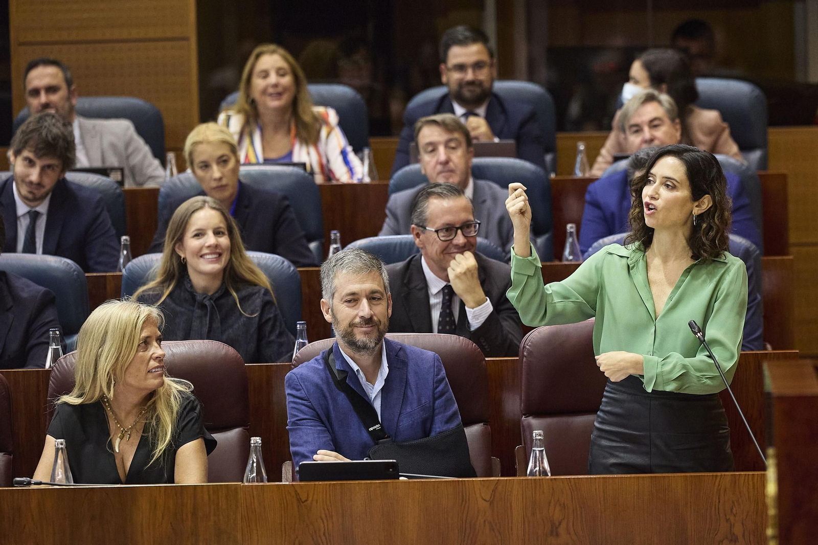 La presidenta de la Comunidad de Madrid, Isabel Díaz Ayuso, en la Asamblea madrileña este jueves.