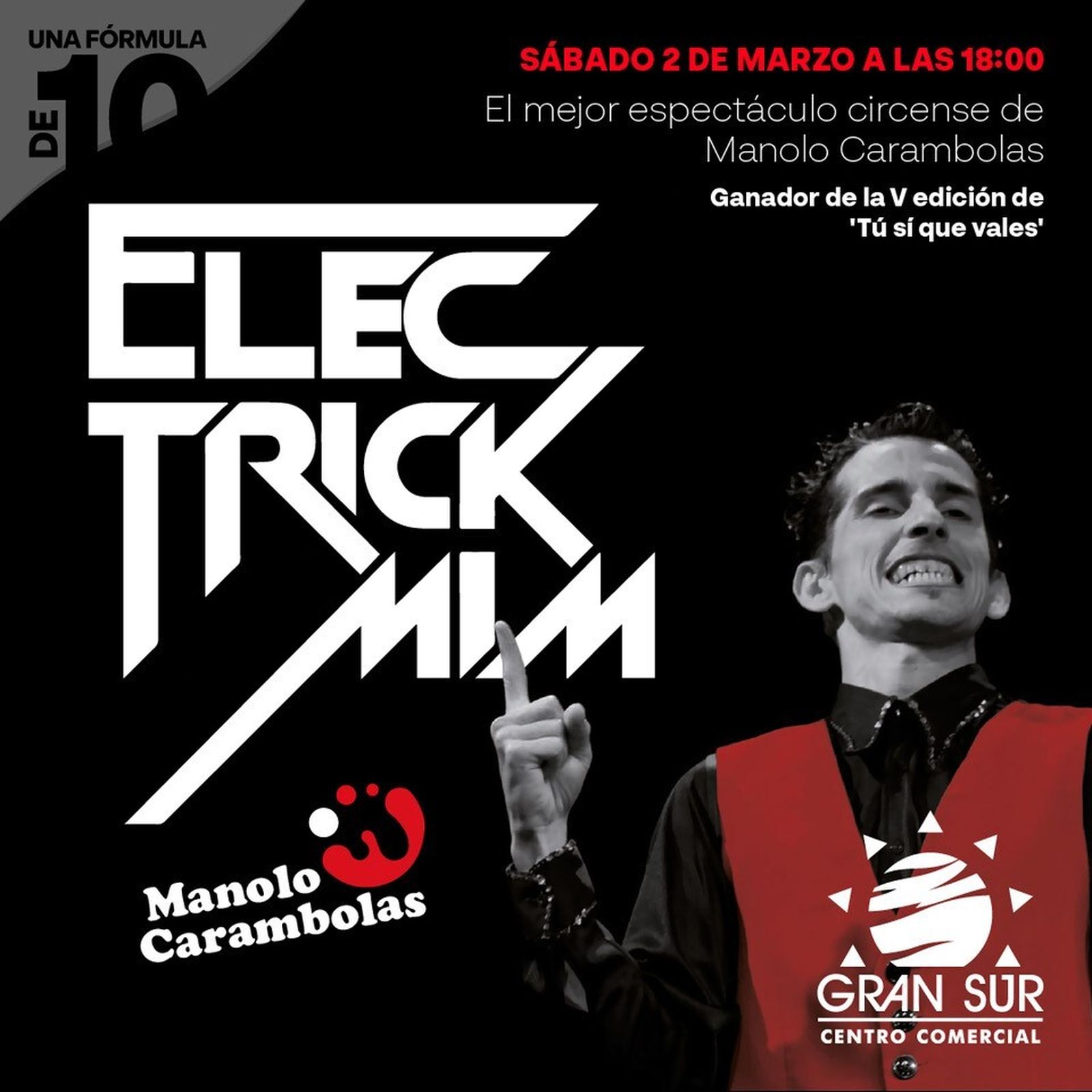 El artista de circo Manolo Carambolas lleva a Gran Sur su show ‘Electrickmim’