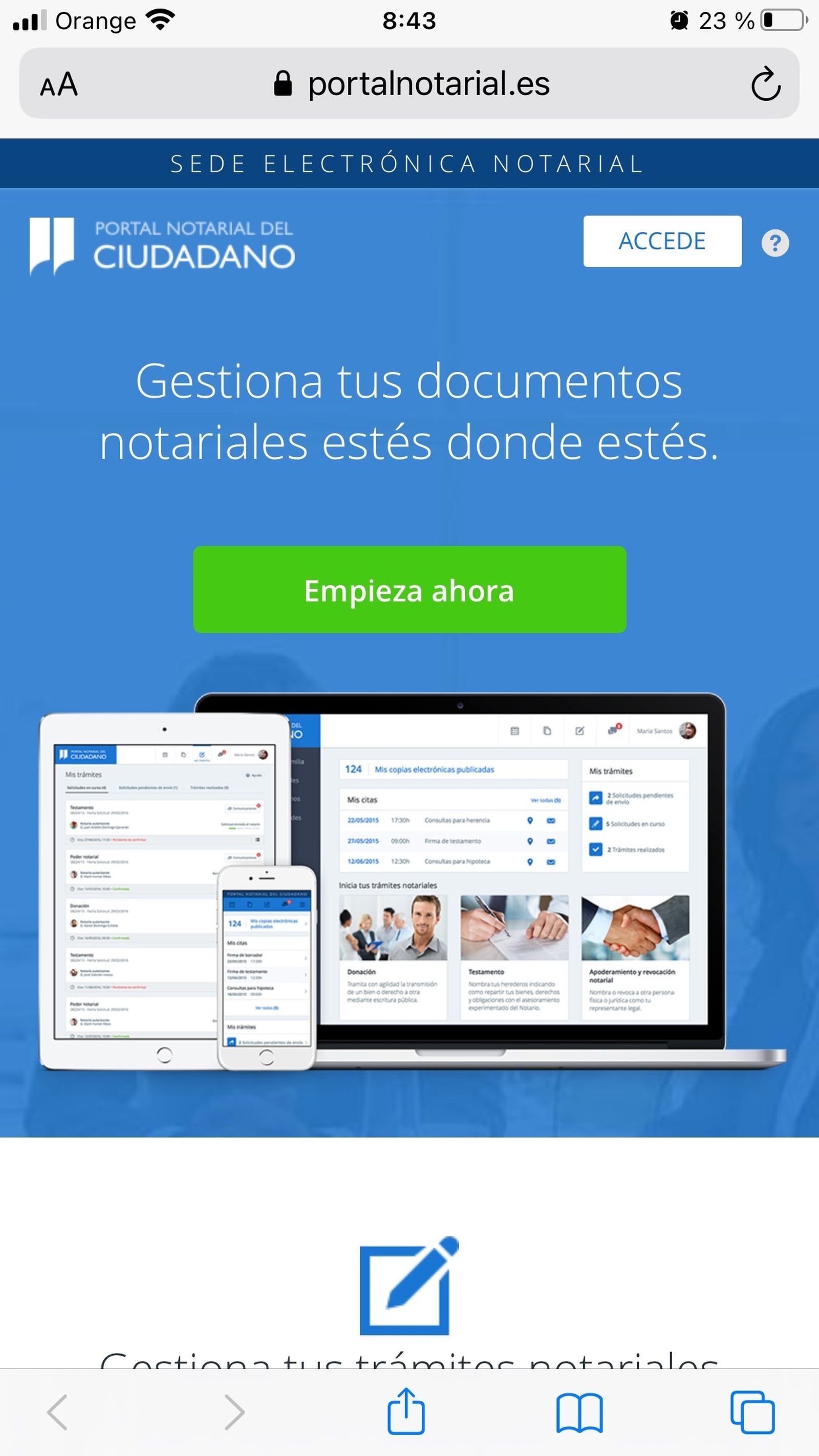 Web del Portal Notarial del Ciudadano