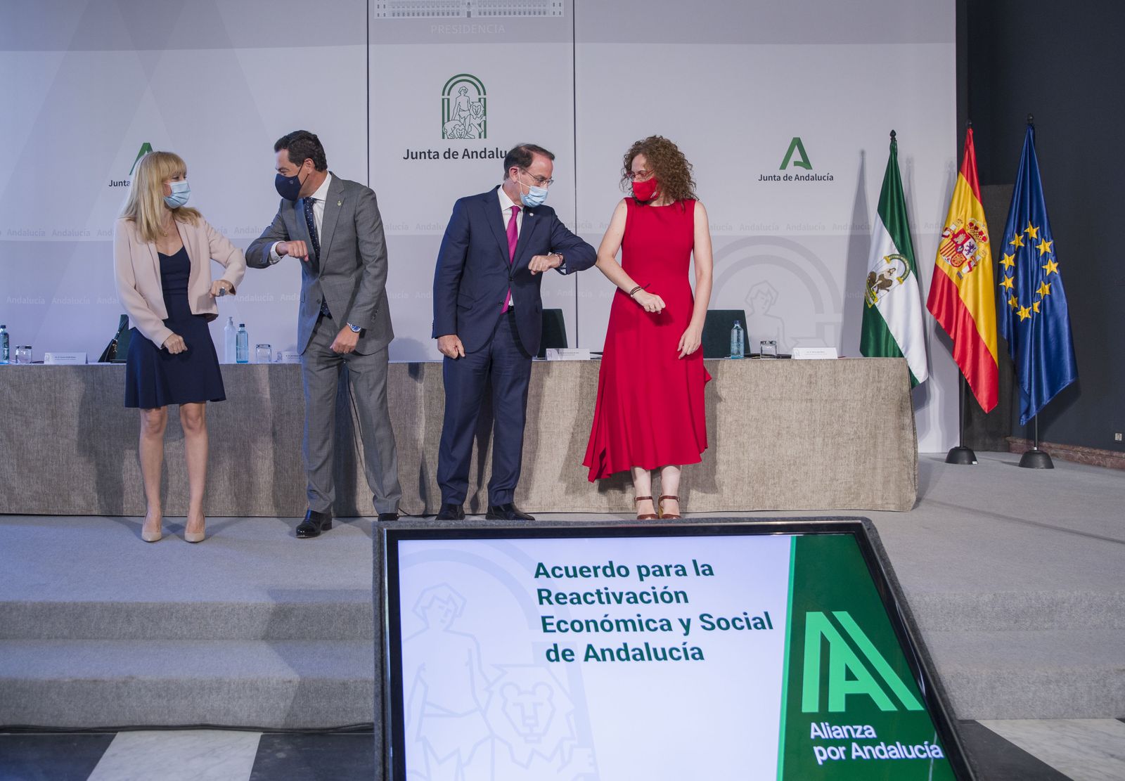 Carmen Castilla, Juanma Moreno, Javier González de Lara y Nuria López, en San Telmo