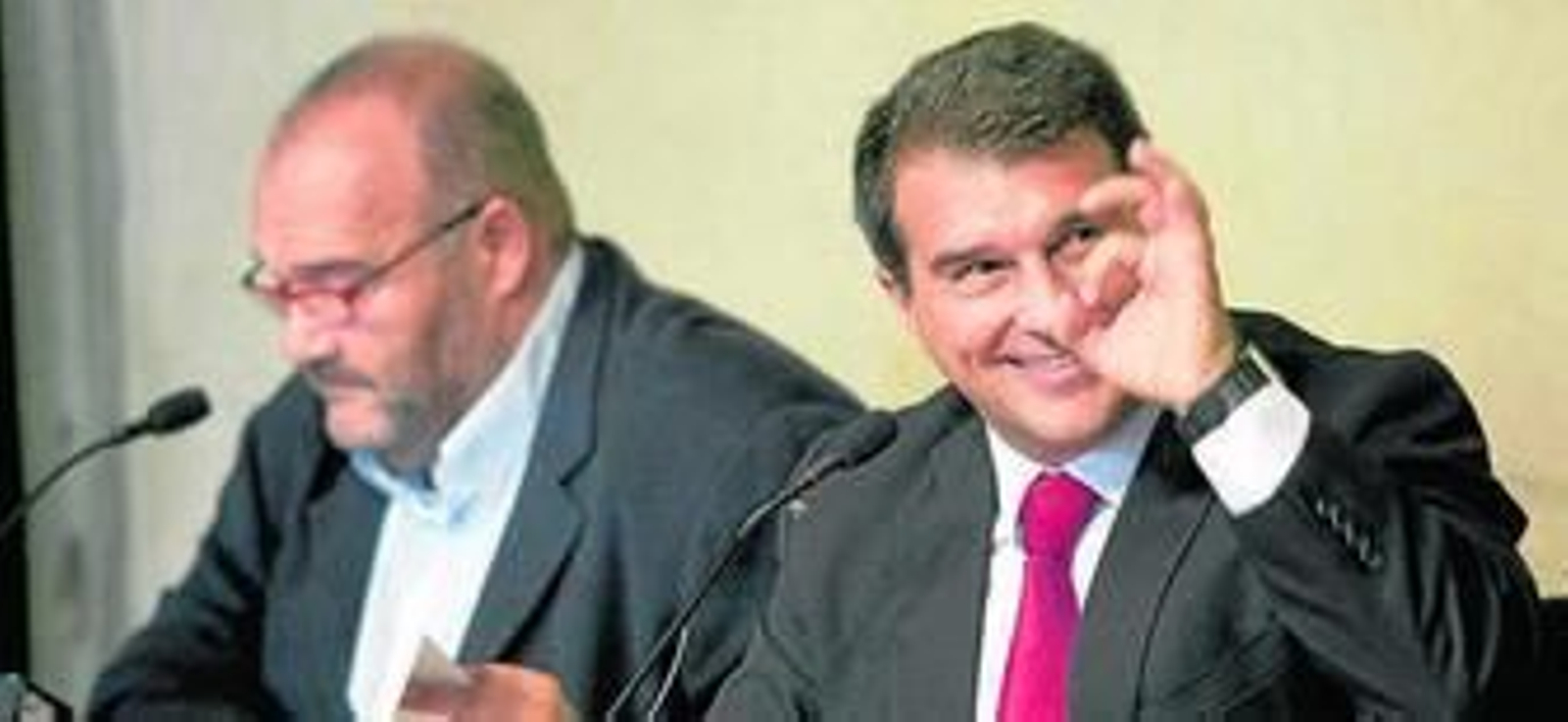 Joan Laporta y Joan Oliver, ex director general del club.