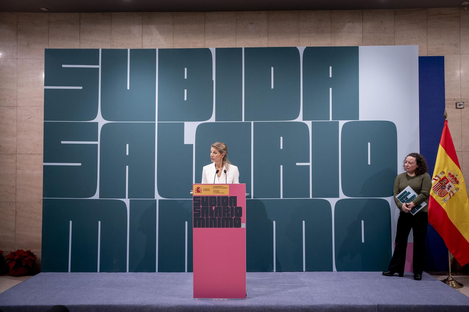 Yolanda Díaz, durante la presentación este viernes del informe del comité de expertos para actualizar el SMI.