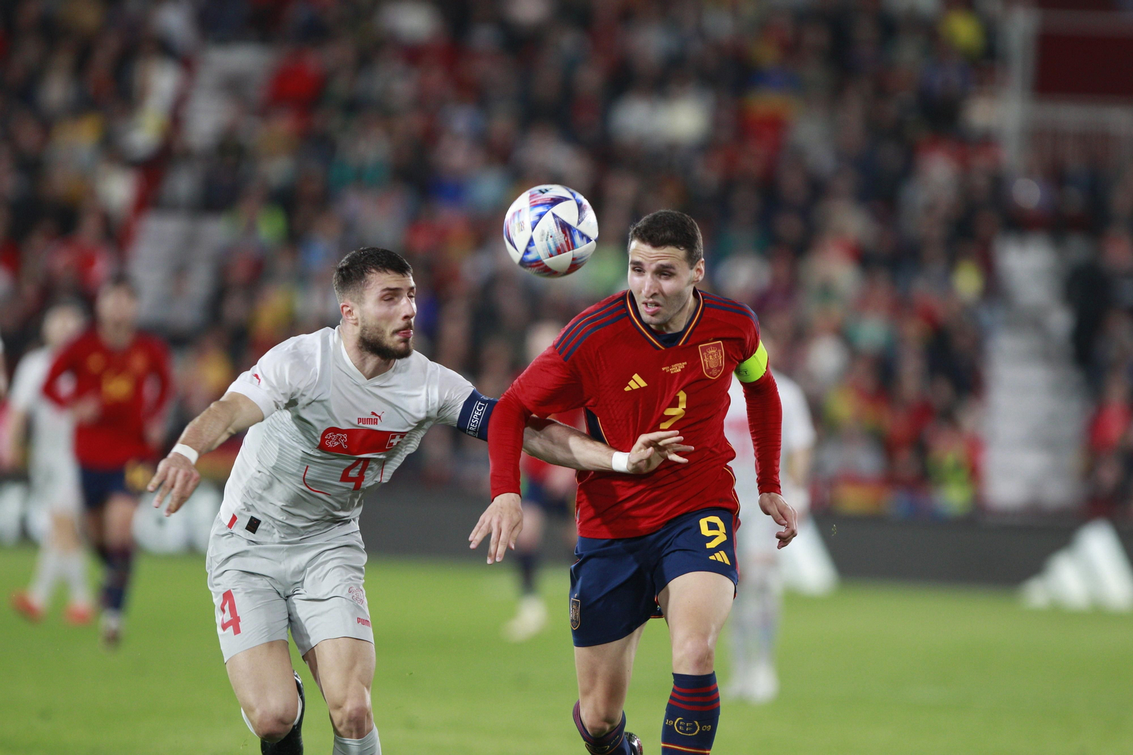 Imágenes del partido de fútbol amistoso entre las selecciones de España y Suiza Sub 21, disputado en Almería