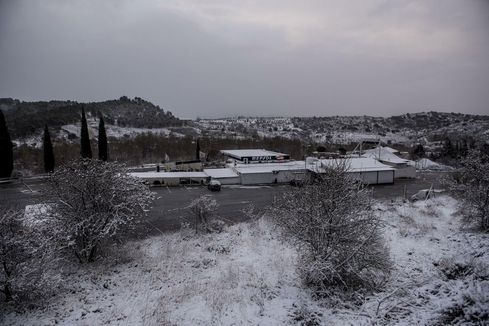 Imágenes de las carreteras cortadas en Granada por la borrasca Gloria