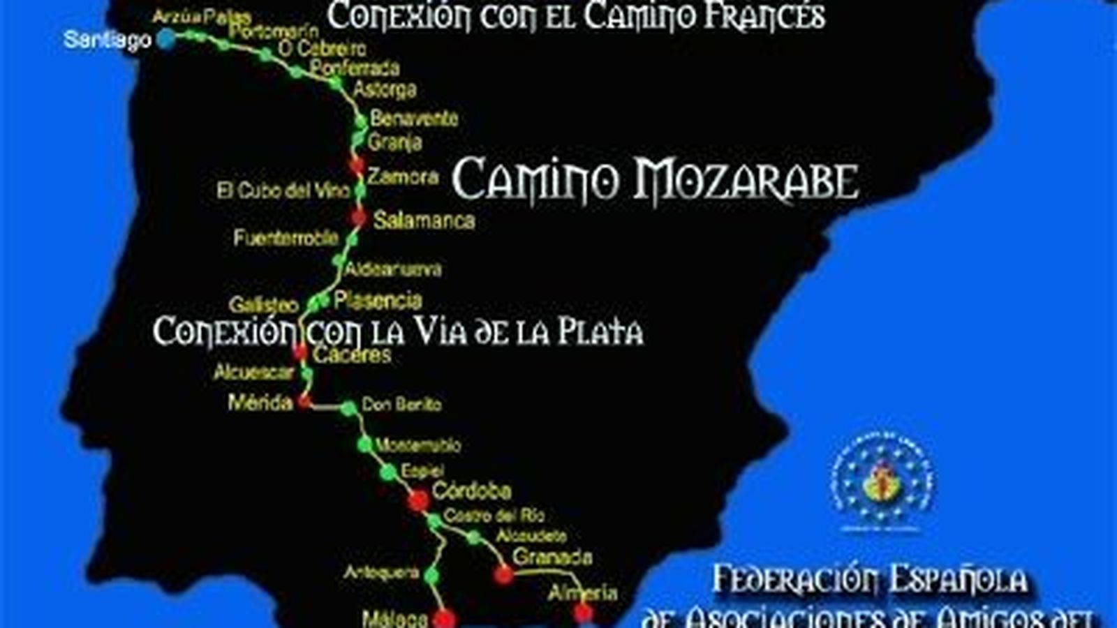 El Camino Mozárabe pasa por Almería, Granada, Jaén y Córdoba y enlaza con la Vía de la Plata.