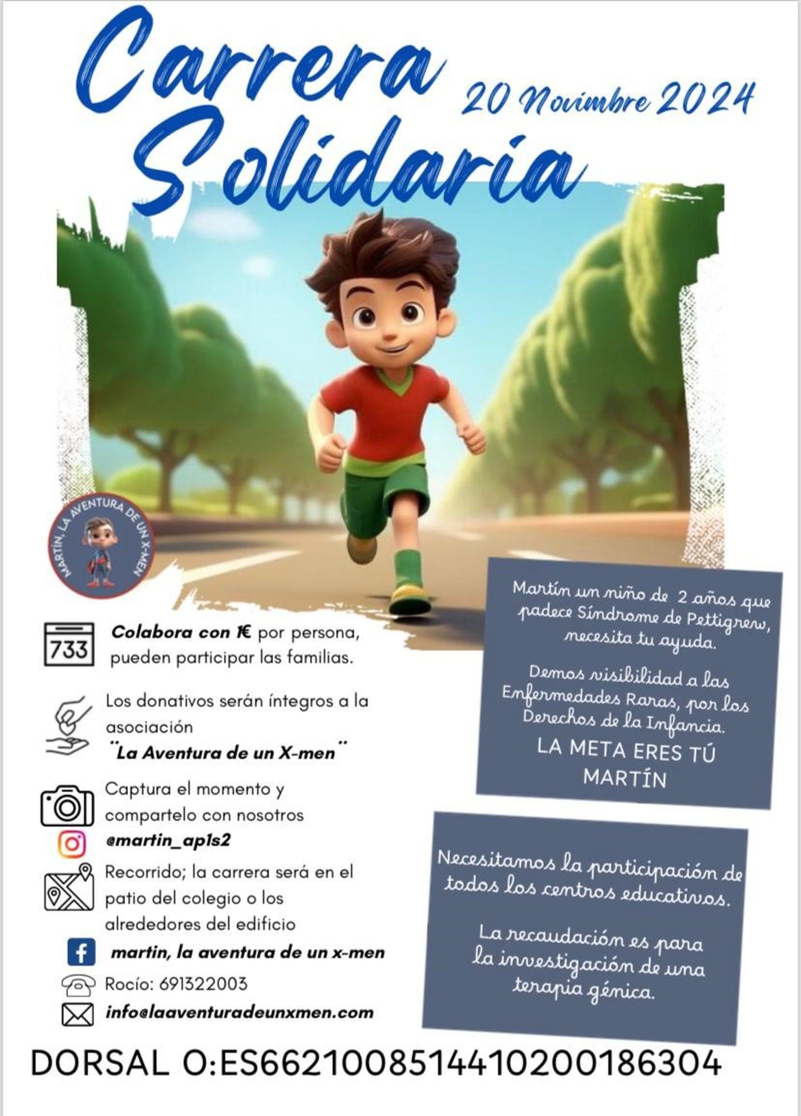 Cartel del evento solidario por Martín del próximo 20 de noviembre.