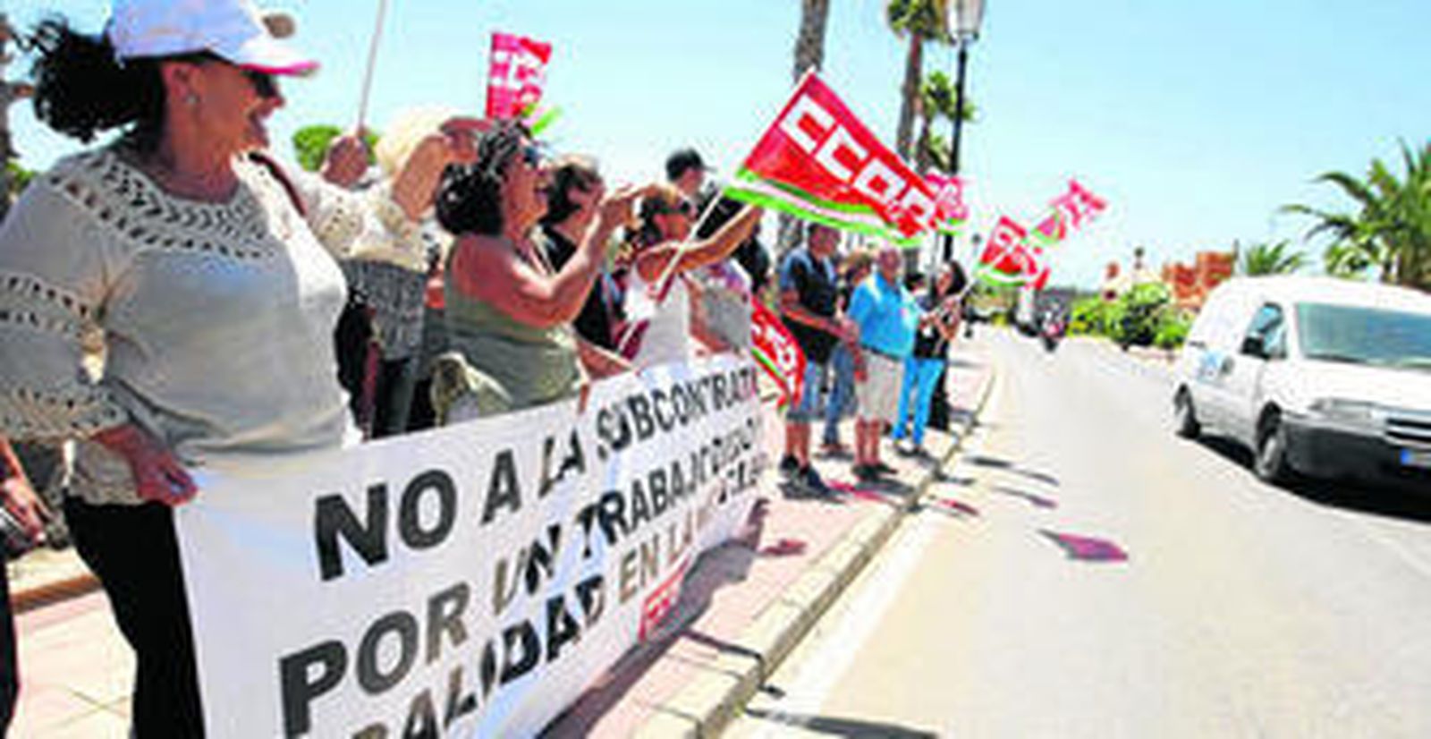Momento de la concentración convocada por el sindicato de Comisiones Obreras (CCOO).