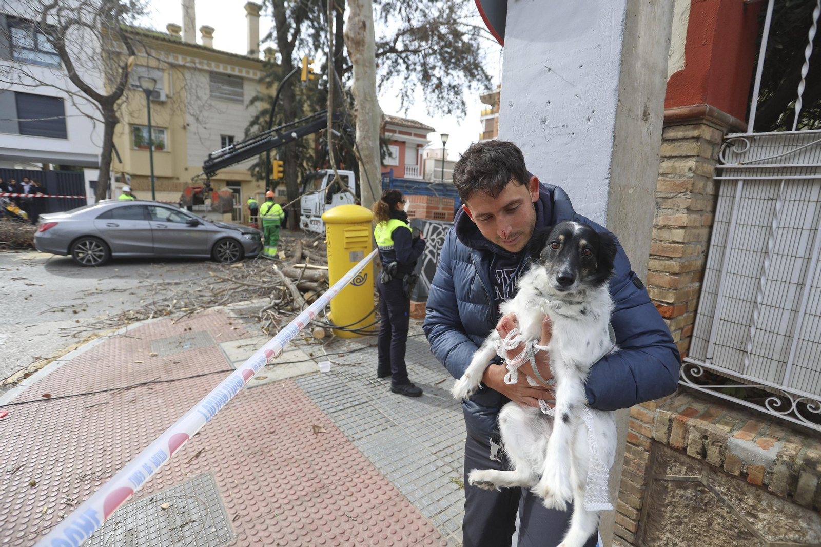 Álvaro con su perro Willy tras el incidente.