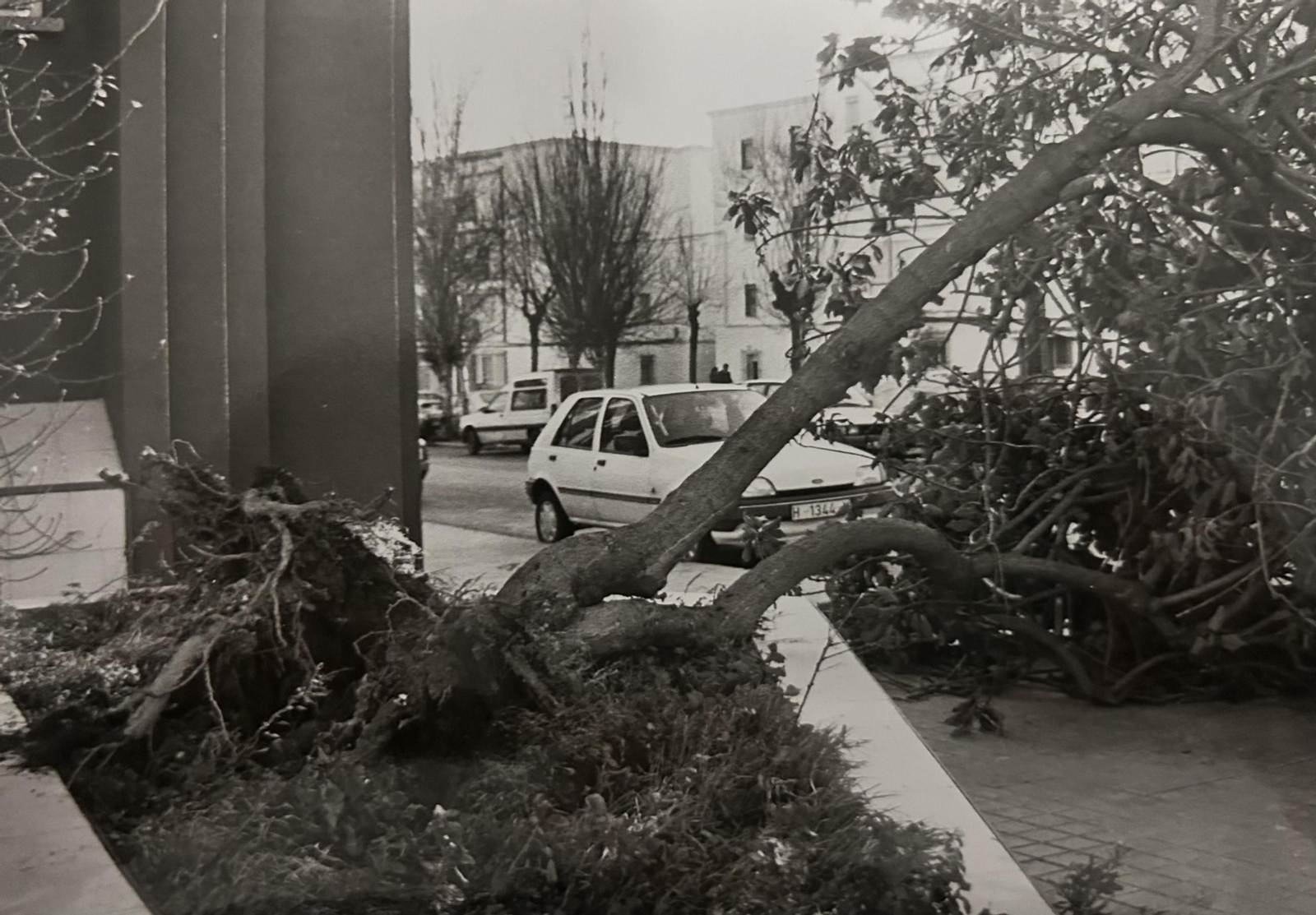 Efectos del temporal e inundaciones en el antiguo estadio Colombino de enero de 1996 en Huelva.