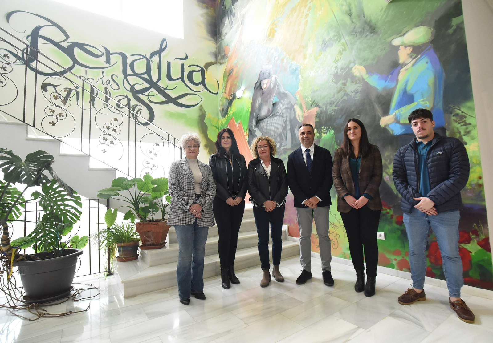 el presidente de la Diputación de Granada, Francis Rodríguez, junto a la alcaldesa de Benalúa de las Villas y María Vera, diputada de Reto Demográfico.