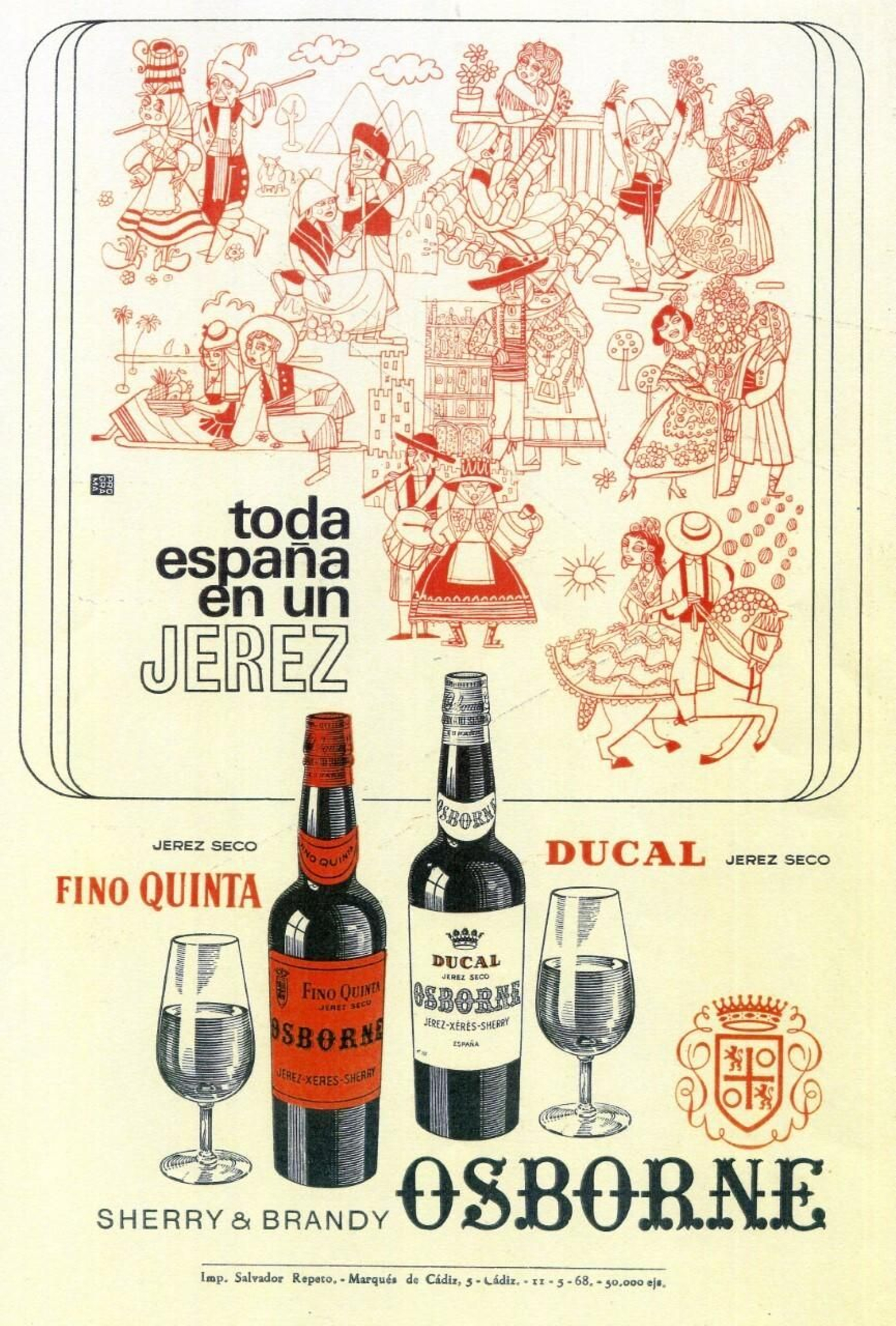 Publicidad de Osborne, mano a mano entre Sebastián Moya y Manuel Cervera para Pro-Gra-Ma., 1968