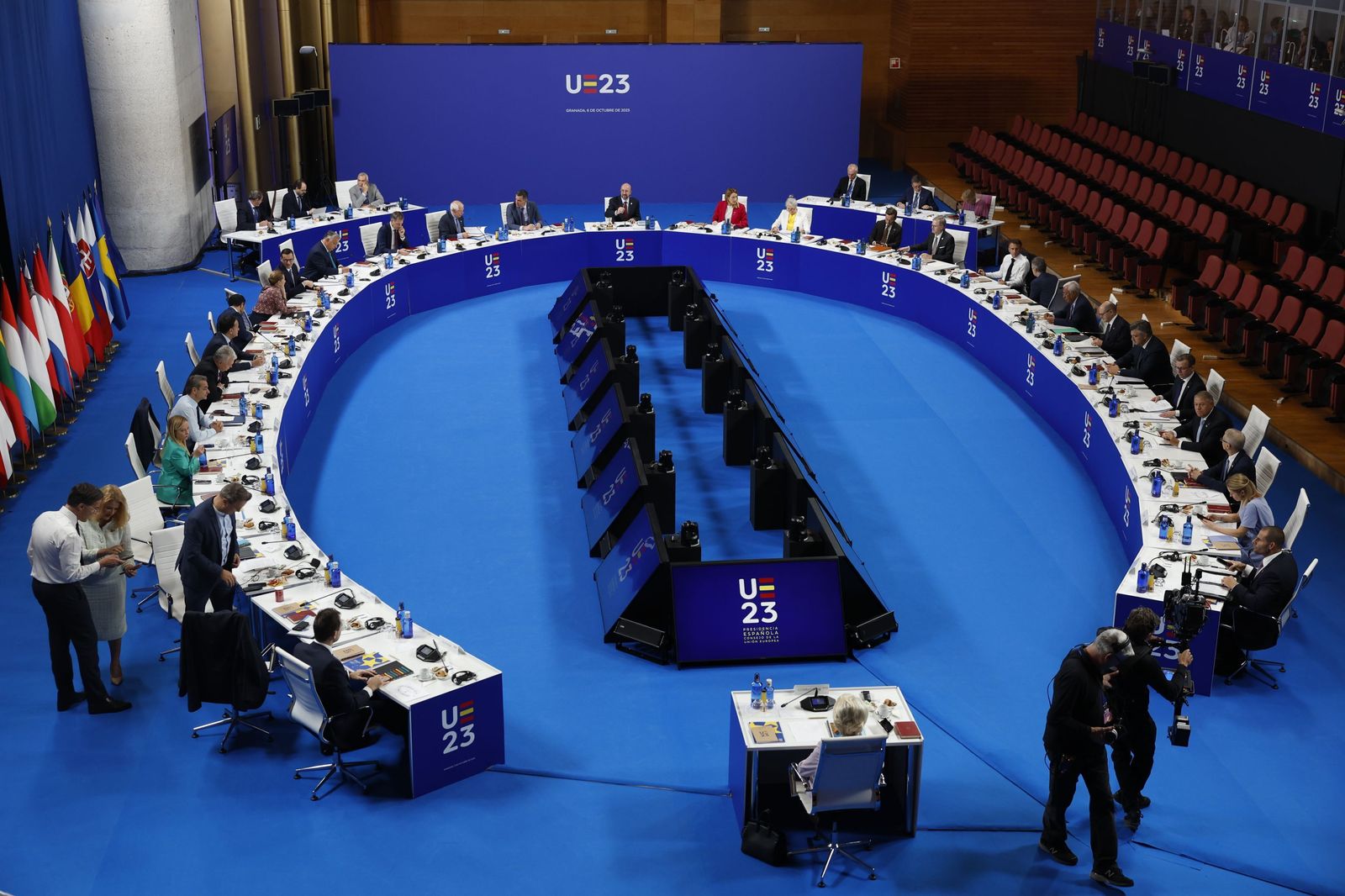 Vista cenital de la reunión informal del Consejo Europeo, celebrado el viernes en Granada.