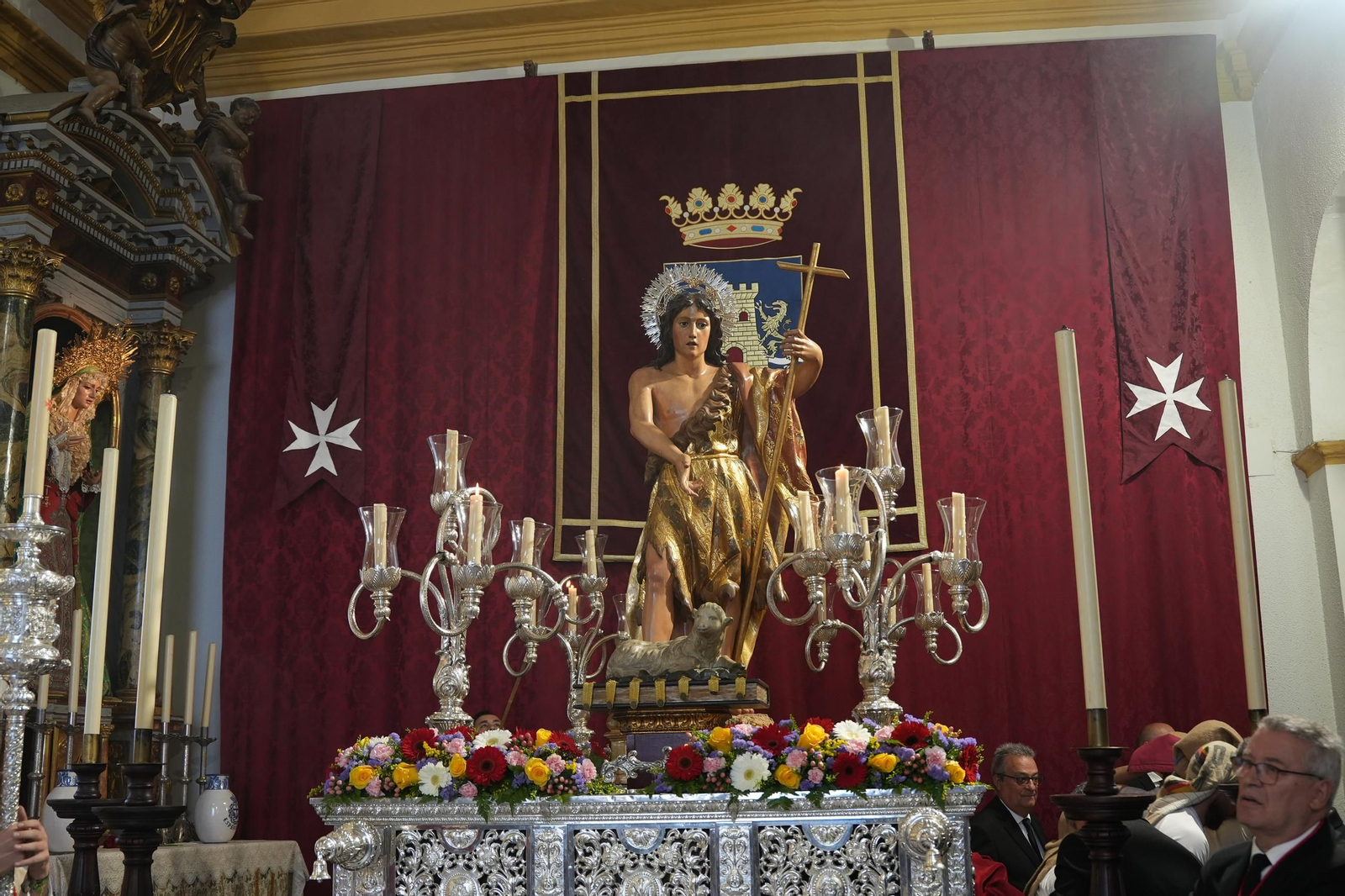 Imagen del Santo Patrón en la ubicación que ha mantenido durante estos días en la Iglesia de San Telmo.