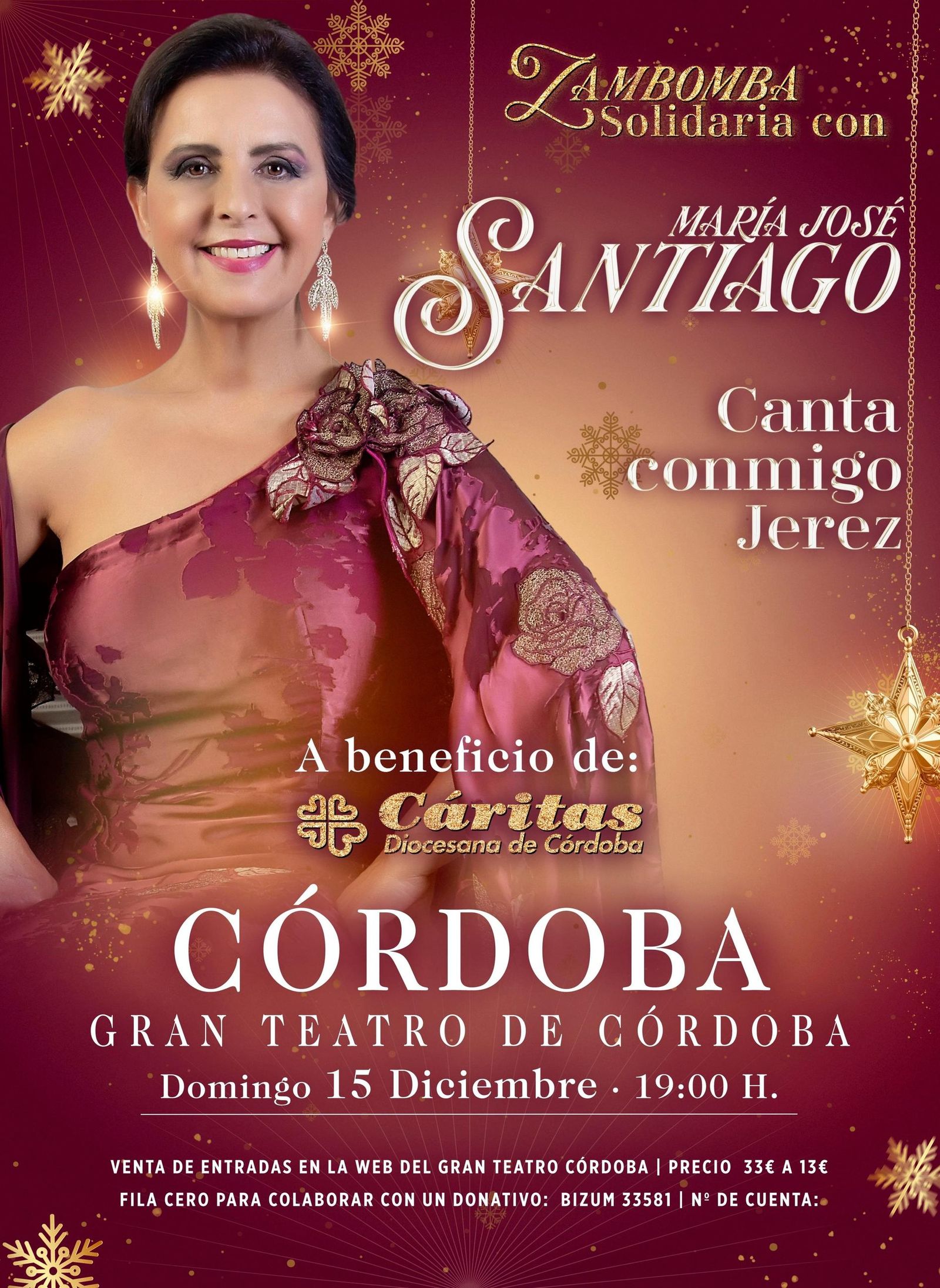 Cartel de la zambomba solidaria de María José Santiago en Córdoba